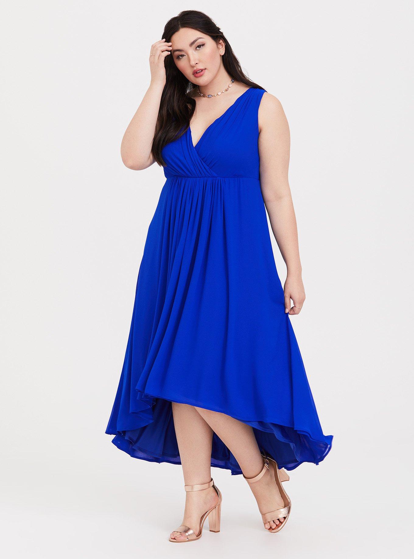 torrid blue chiffon dress Plus Size - Maxi Chiffon High-Low Dress