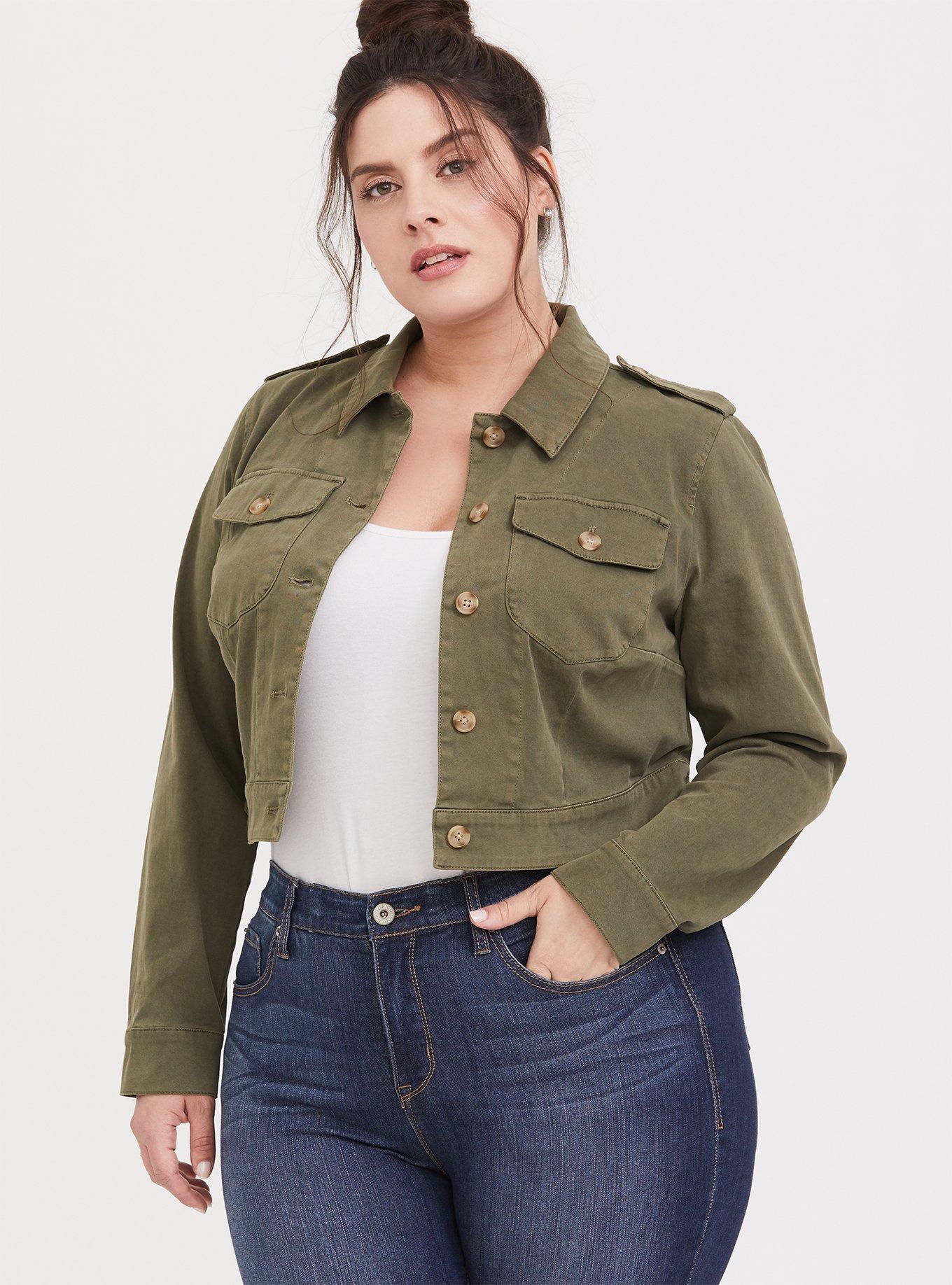 Plus Size - Twill Crop Jacket - Torrid