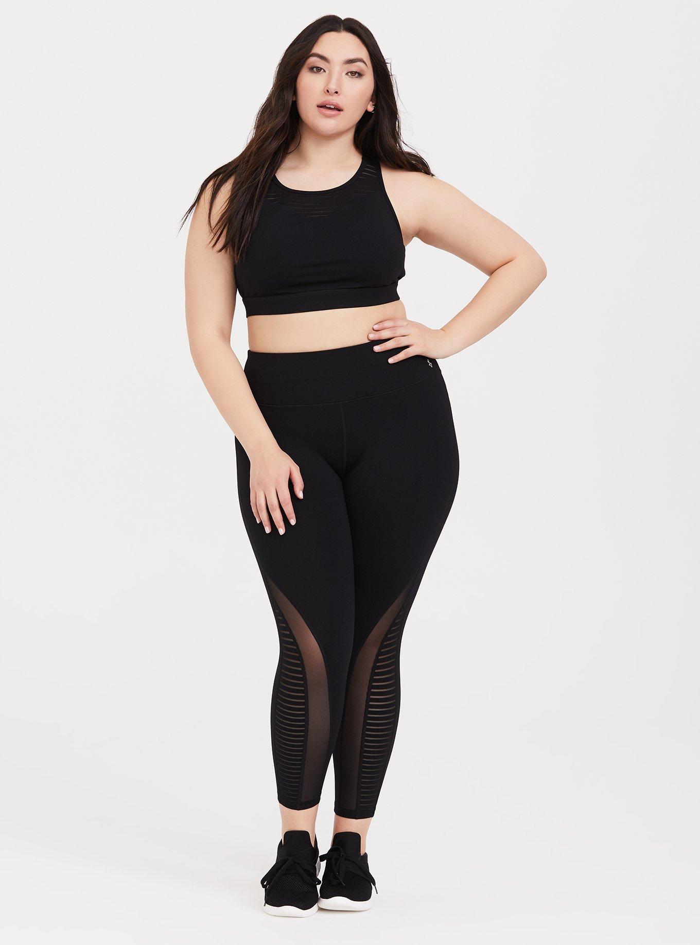 Plus Size - Performance Core Crop Mesh Stripe Inset Active Legging