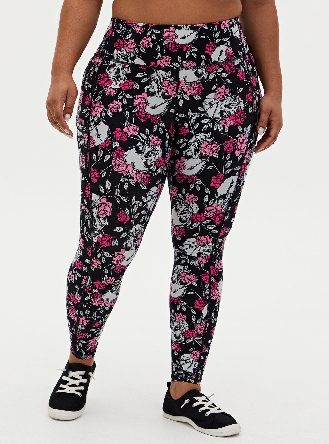 Torrid Performance Core Full Length Active Legging Black Pink Floral Plus  Sz 2X