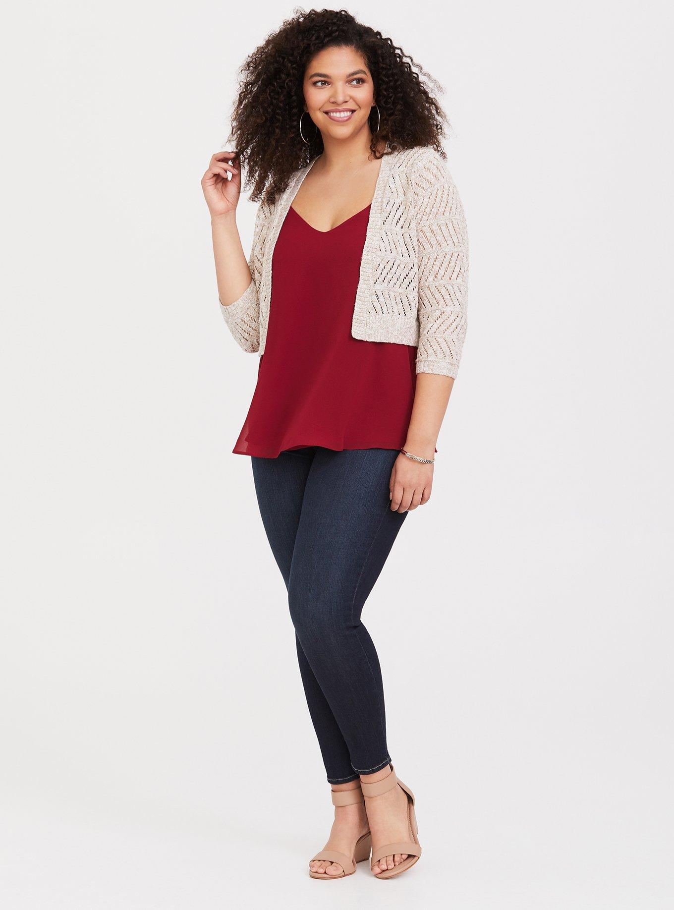 Beige Marled Pointelle Shrug, TAN BEIGE, alternate