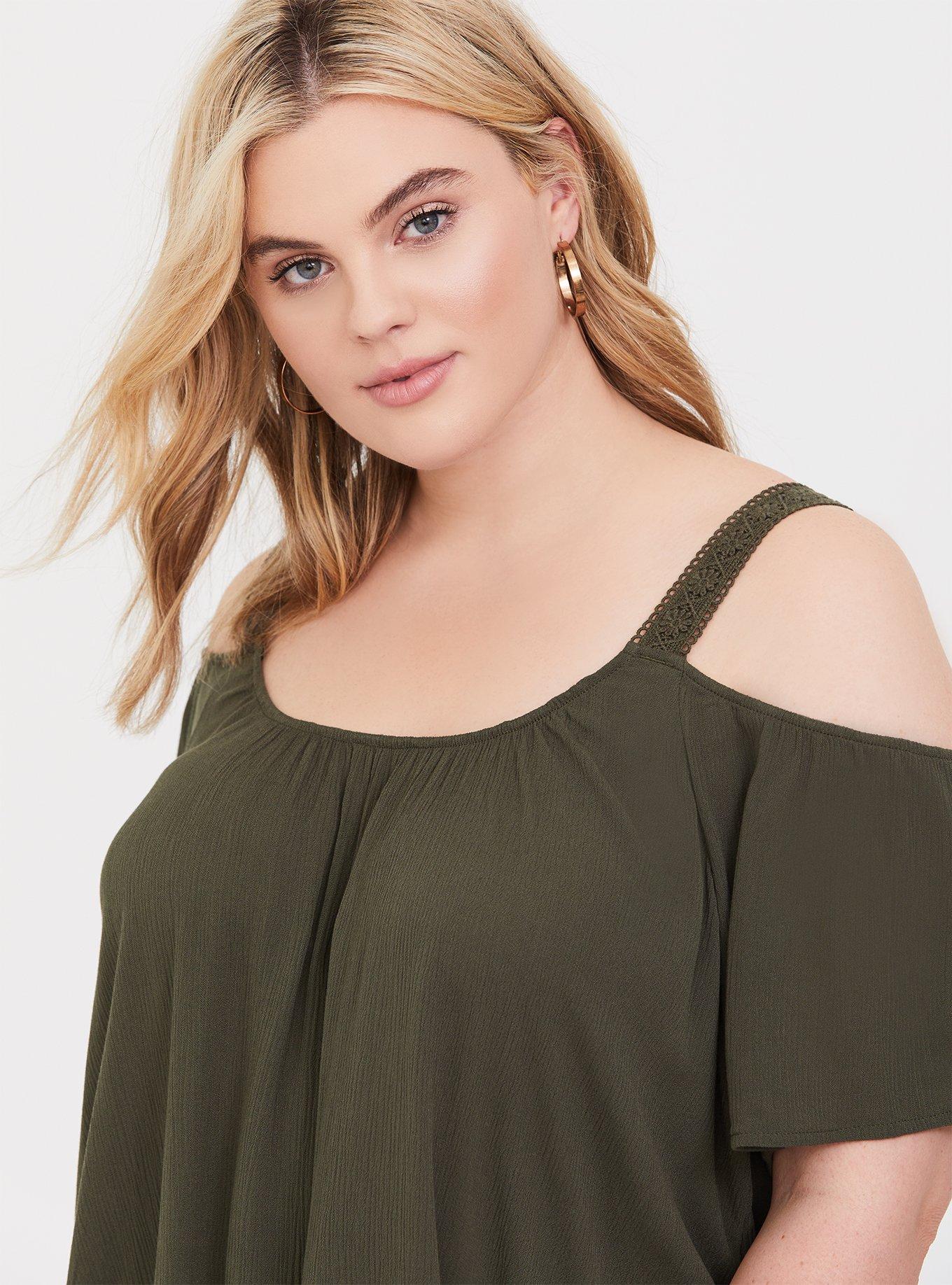 Plus Size Gauze Cold Shoulder Top Torrid