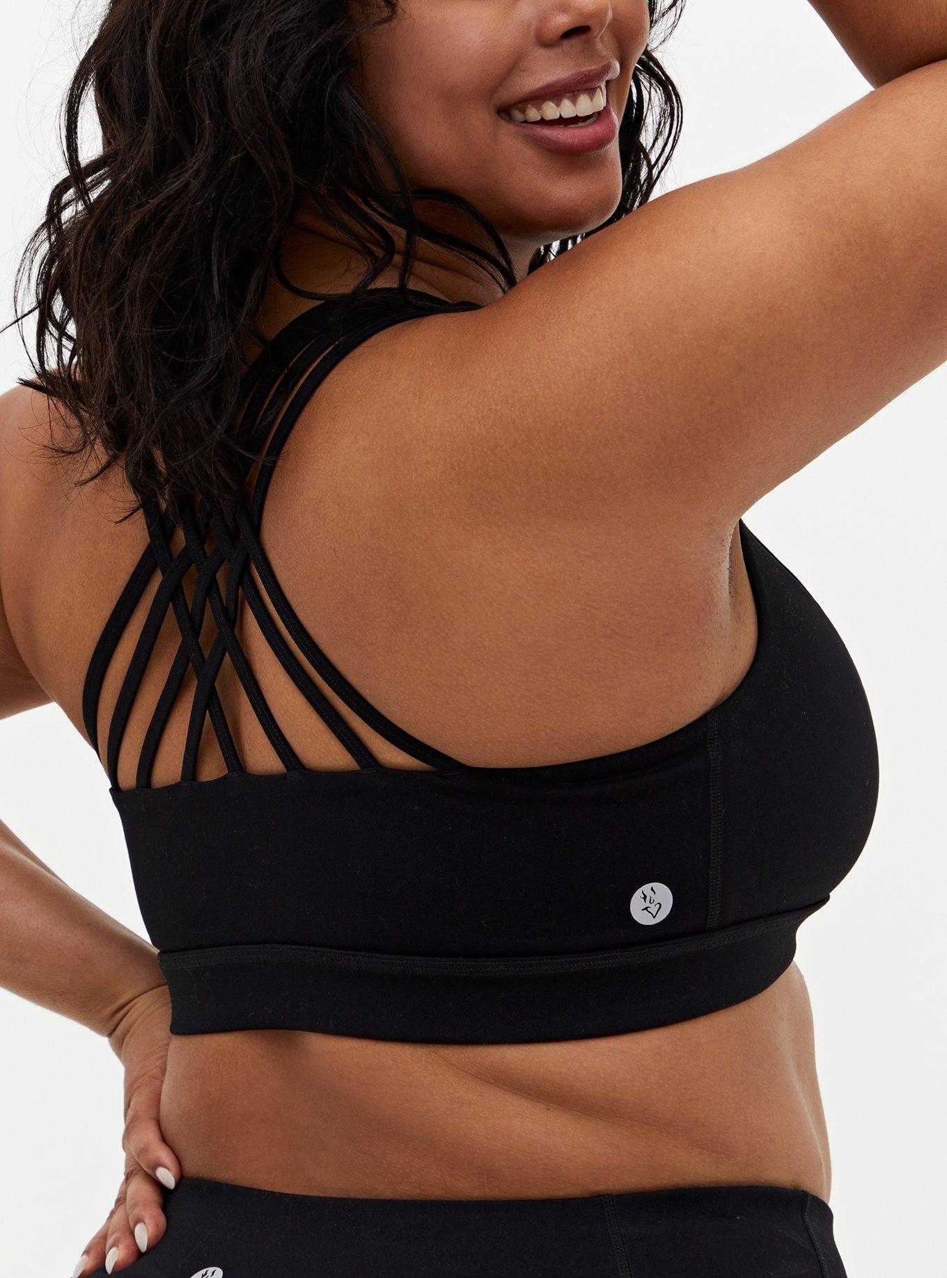 Plus Size - Low-Impact Wireless Strappy Back Active Sports Bra