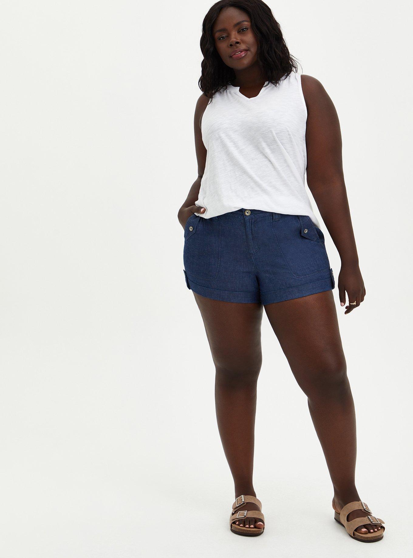 Plus size chambray shorts sale