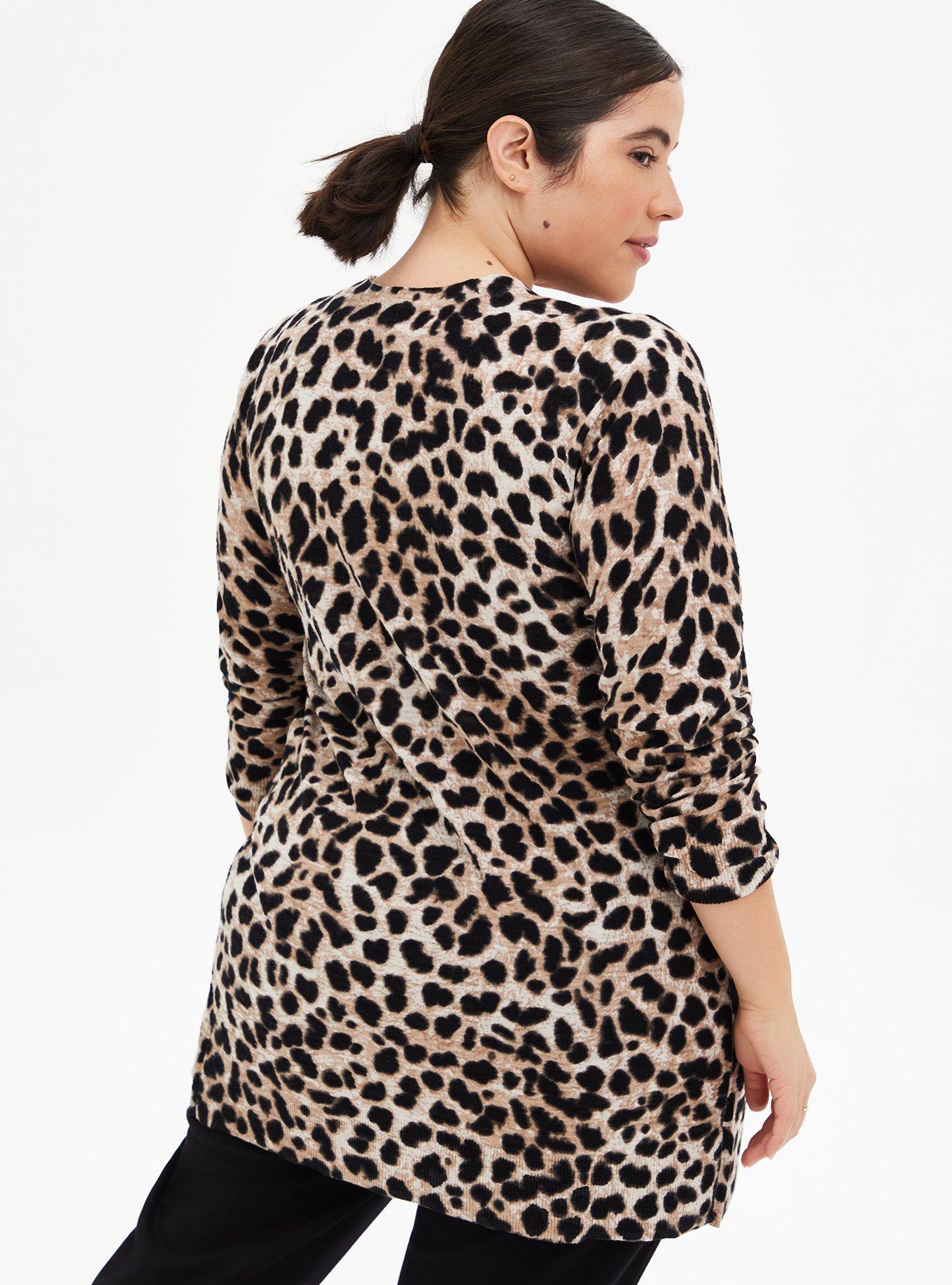 Plus Size Leopard Textured Slub Boyfriend Cardigan Torrid