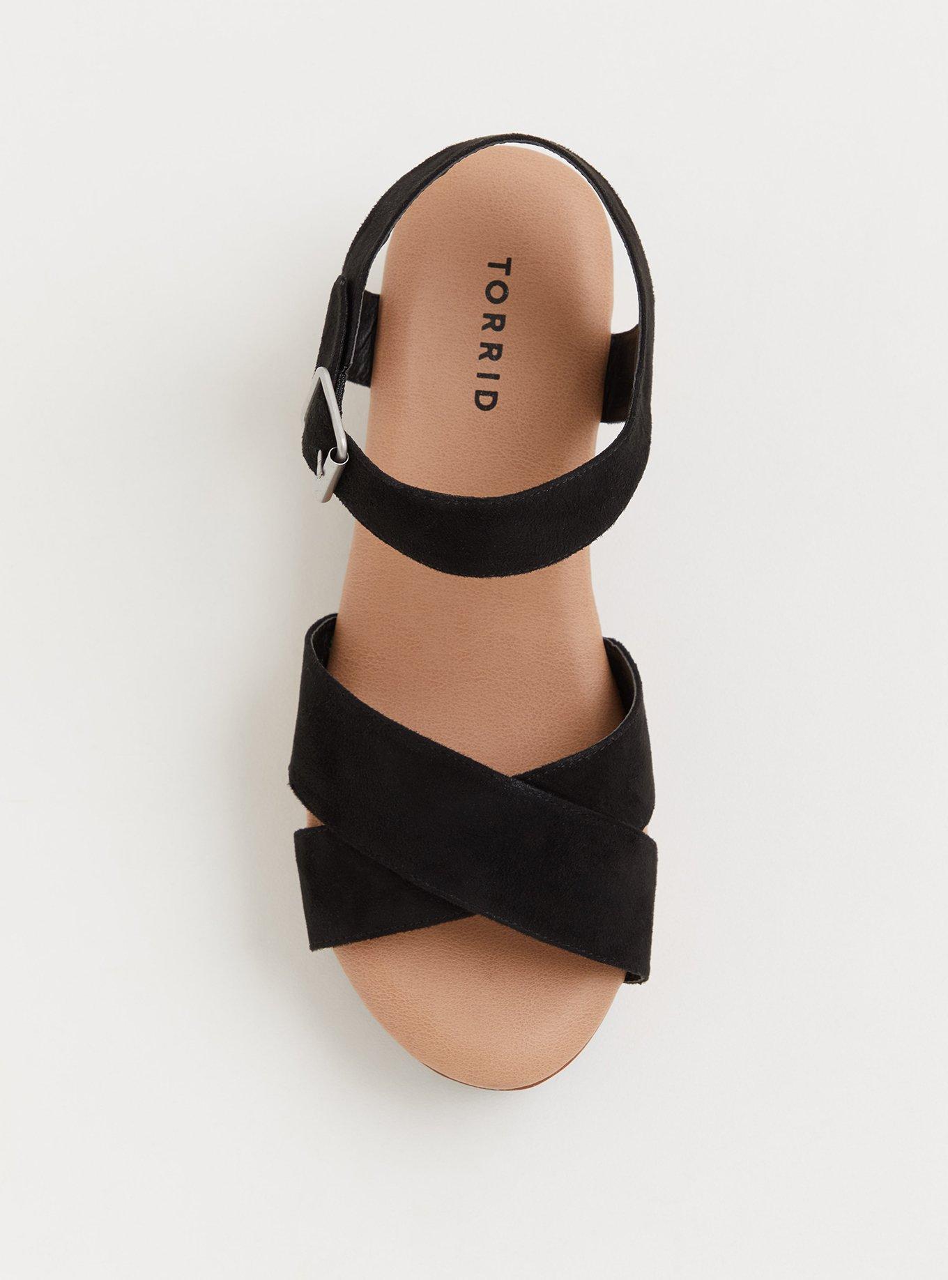 Black Crisscross Strap Wood Heel (WW), BLACK, alternate