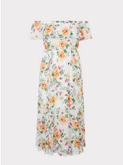 Ivory Floral Off Shoulder Maxi Dress, DREAM GARDEN, hi-res
