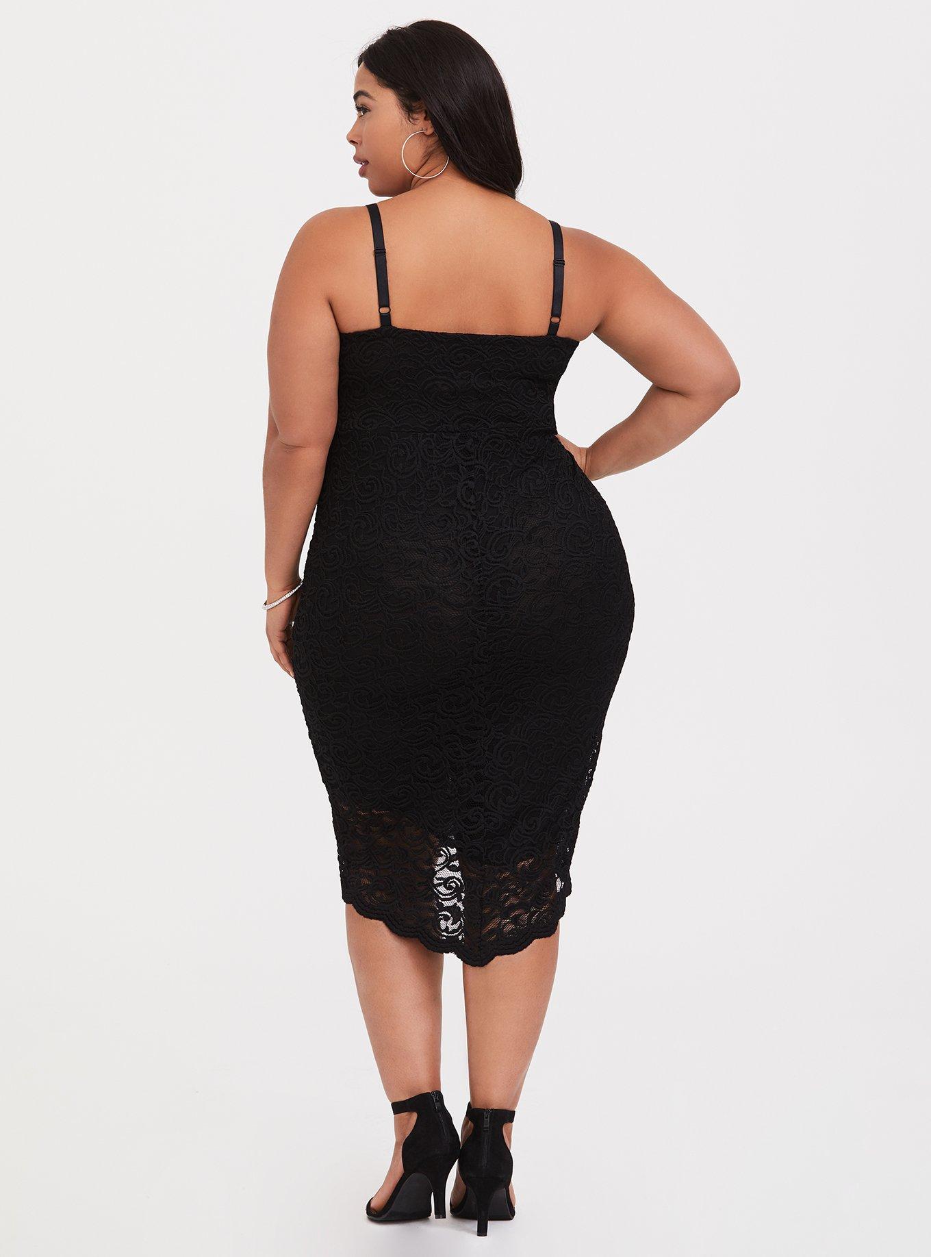Midi Lace High-Low Dress, DEEP BLACK, alternate