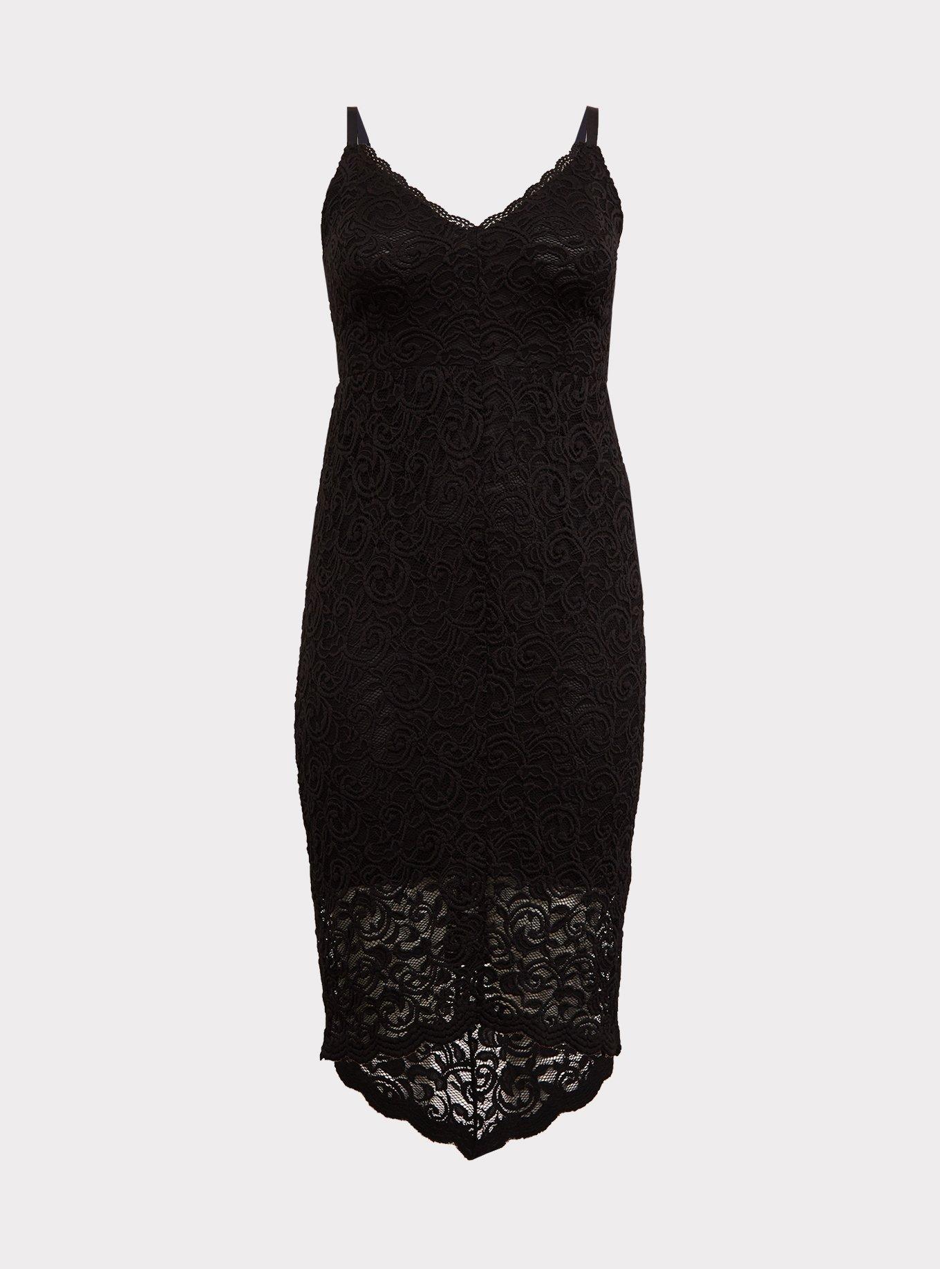 Midi Lace High-Low Dress, DEEP BLACK, hi-res