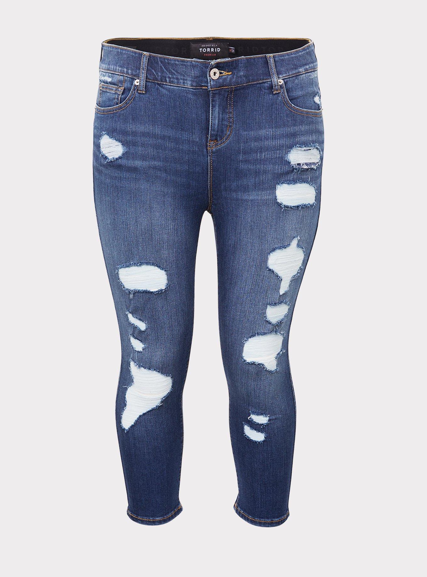 Plus Size - Crop Bombshell Skinny Jean - Premium Stretch Medium Wash -  Torrid
