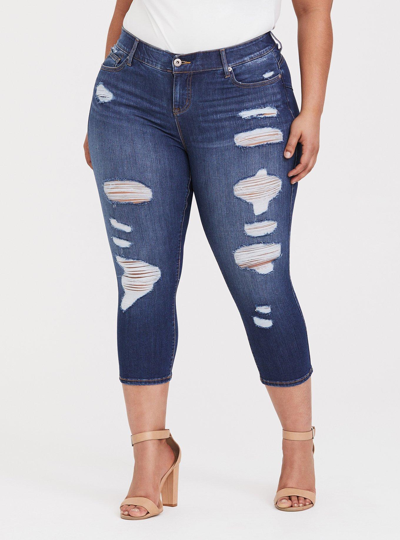 Plus Size - Crop Bombshell Skinny Jean - Premium Stretch Medium Wash -  Torrid