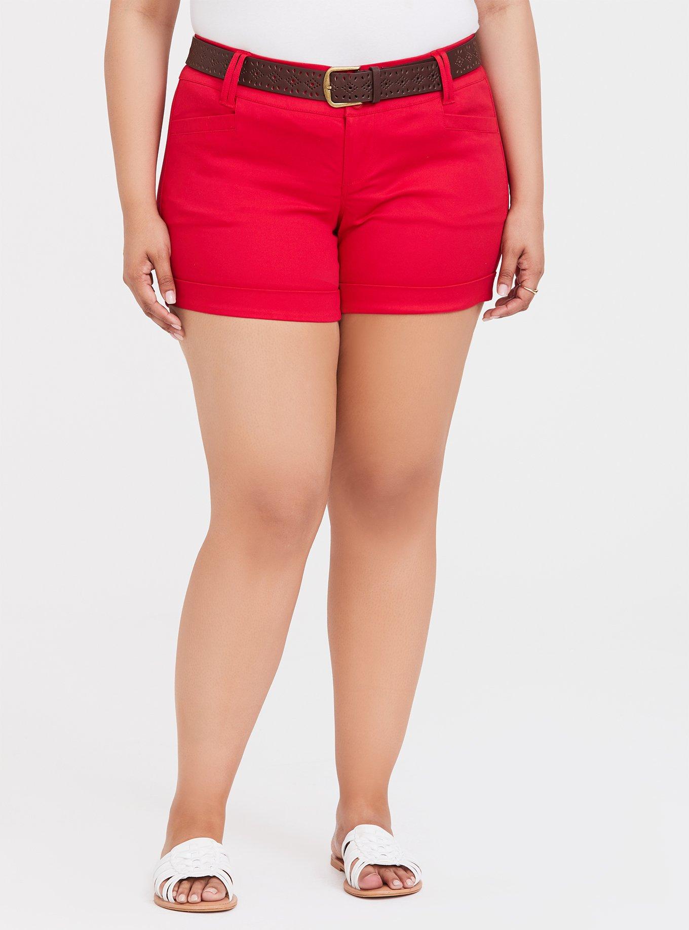 Plus size red hot sale shorts