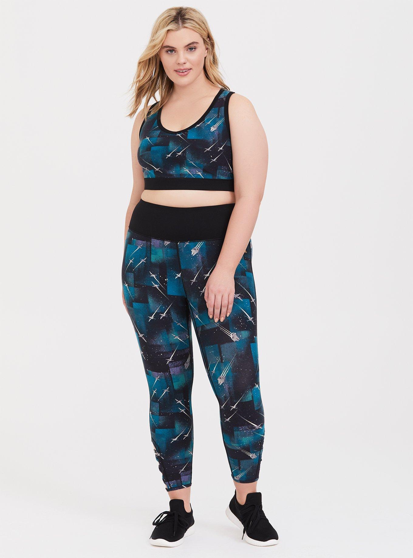 Plus Size Her Universe Star Wars Galaxy Blue Strappy Sports Bra, DEEP BLACK, alternate