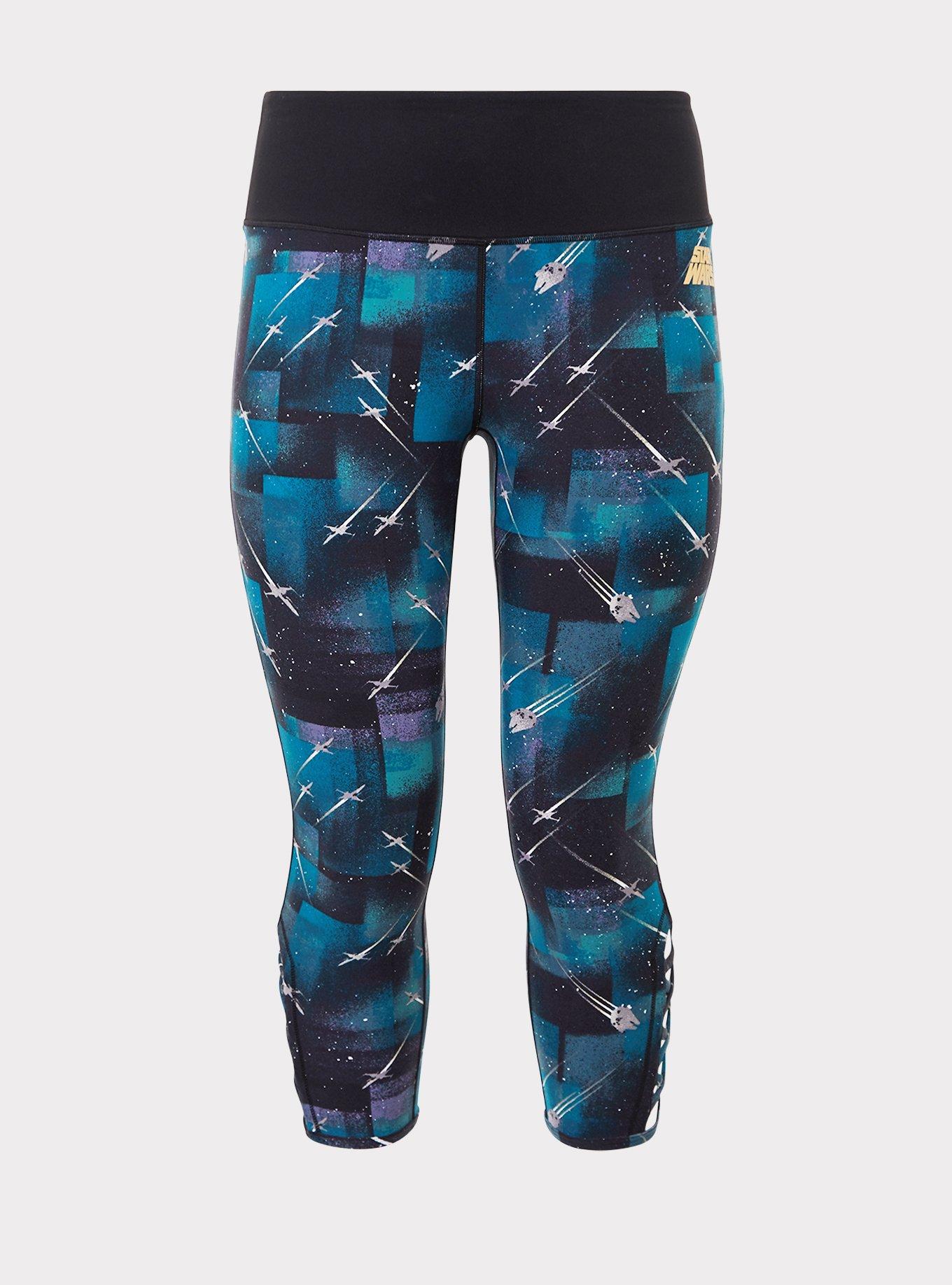 Plus Size Her Universe Star Wars Galaxy Blue Crop Legging, DEEP BLACK, hi-res