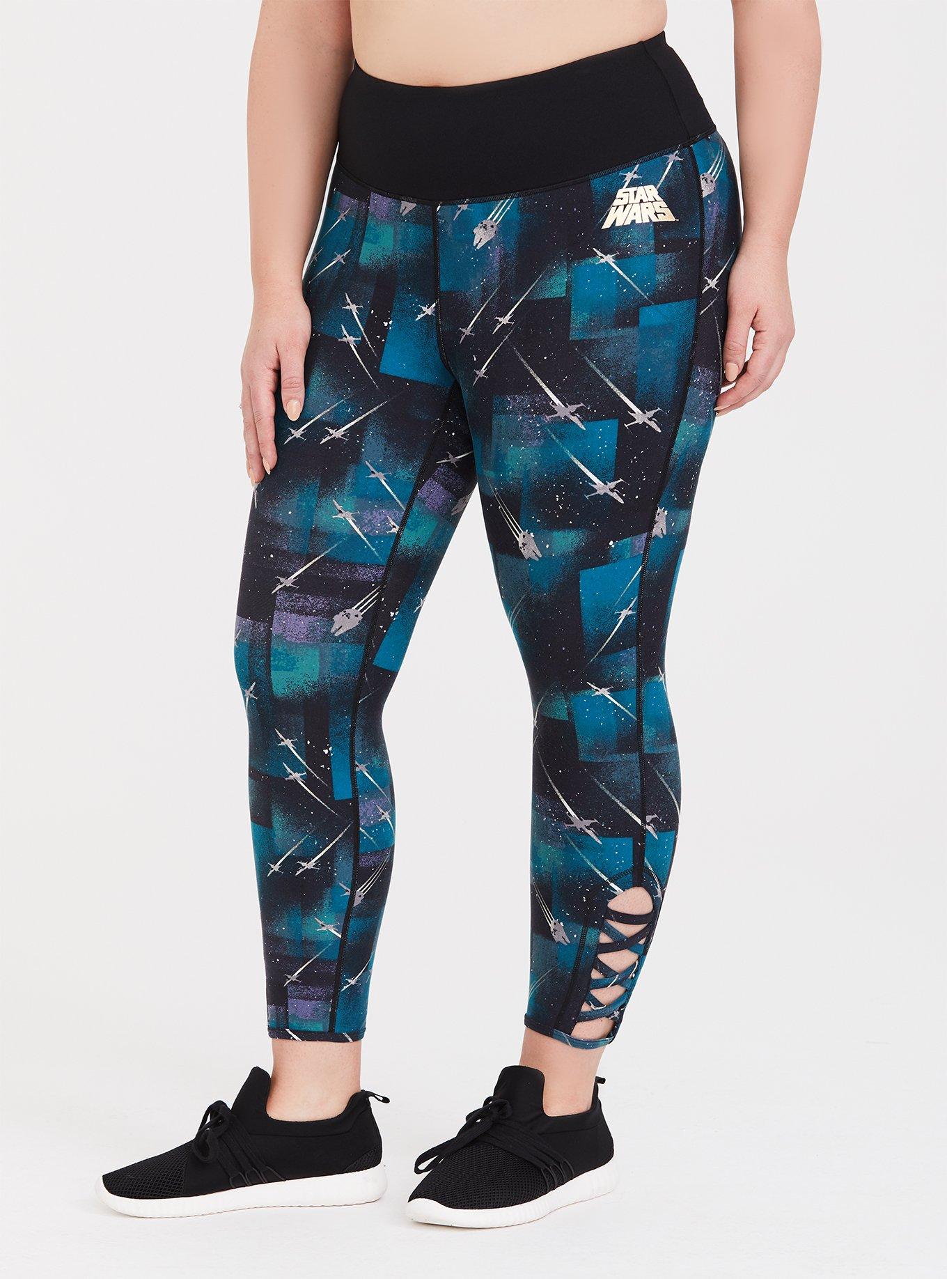 Plus Size Her Universe Star Wars Galaxy Blue Crop Legging, DEEP BLACK, hi-res
