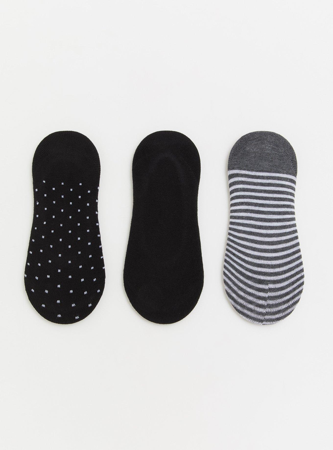 Plus Size No-Show Socks - Pack of 3, BLACK, alternate