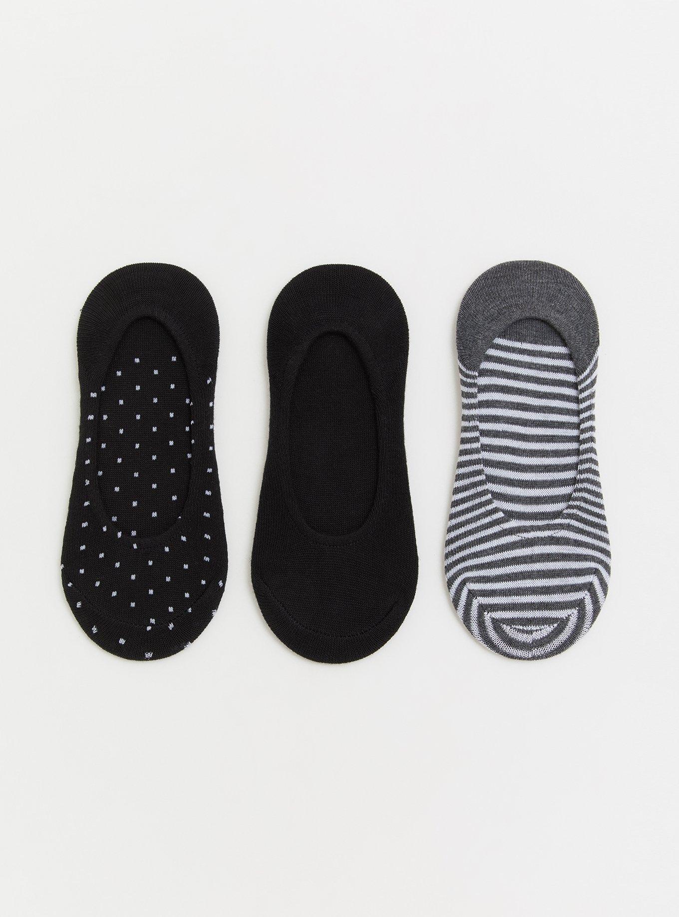 Plus Size No-Show Socks - Pack of 3, BLACK, hi-res