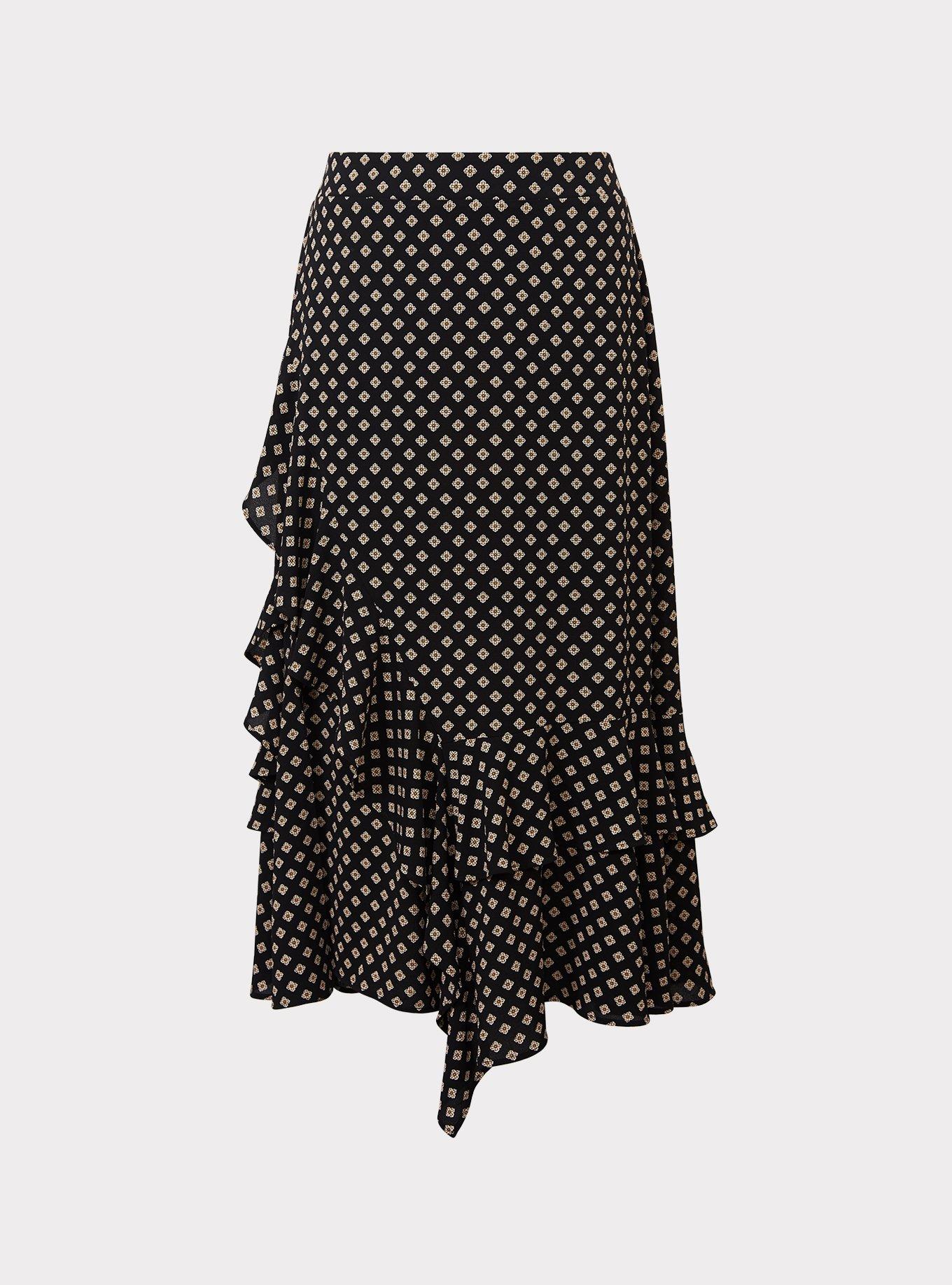 Plus Size Black Foulard Ruffle Maxi Skirt Torrid