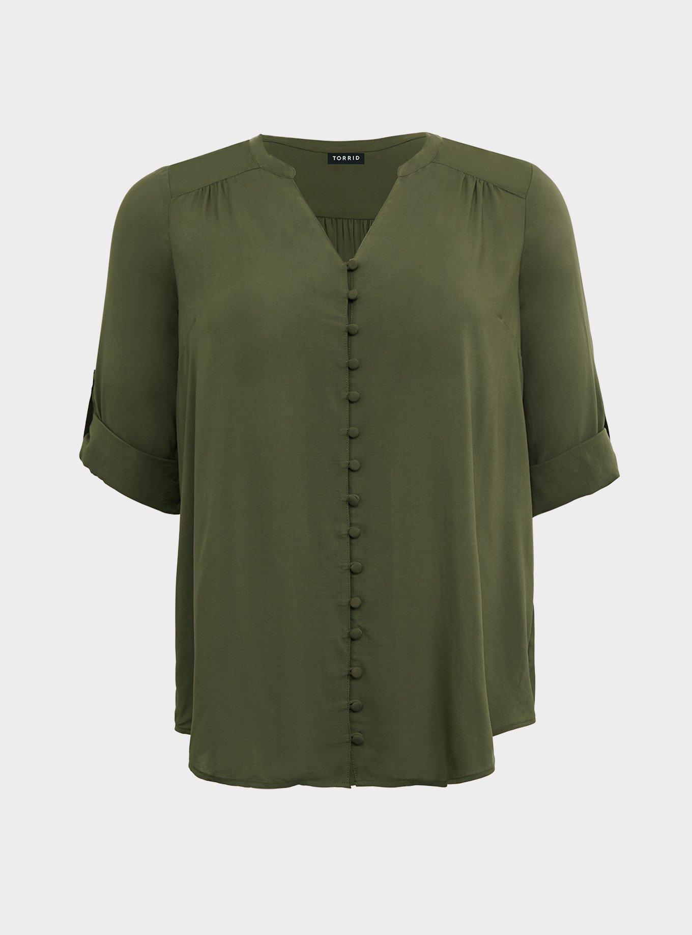 Plus Size - Harper Challis Button-Front 3/4 Sleeve Blouse - Torrid
