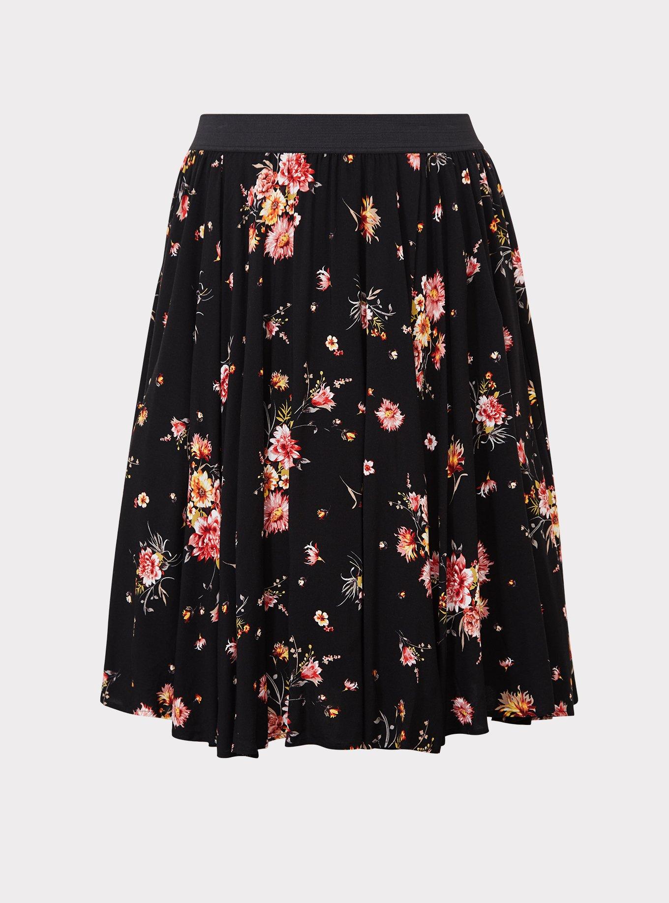 Midi Challis Skirt, , hi-res