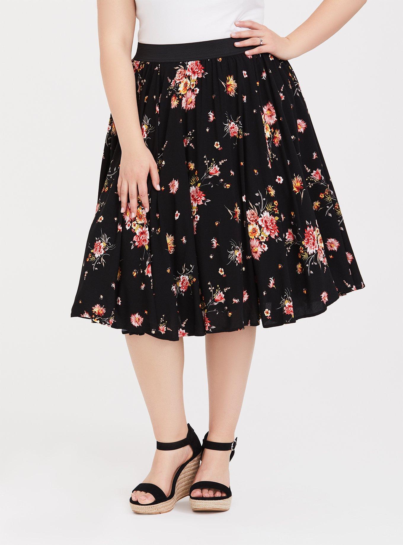 Midi Challis Skirt, , hi-res