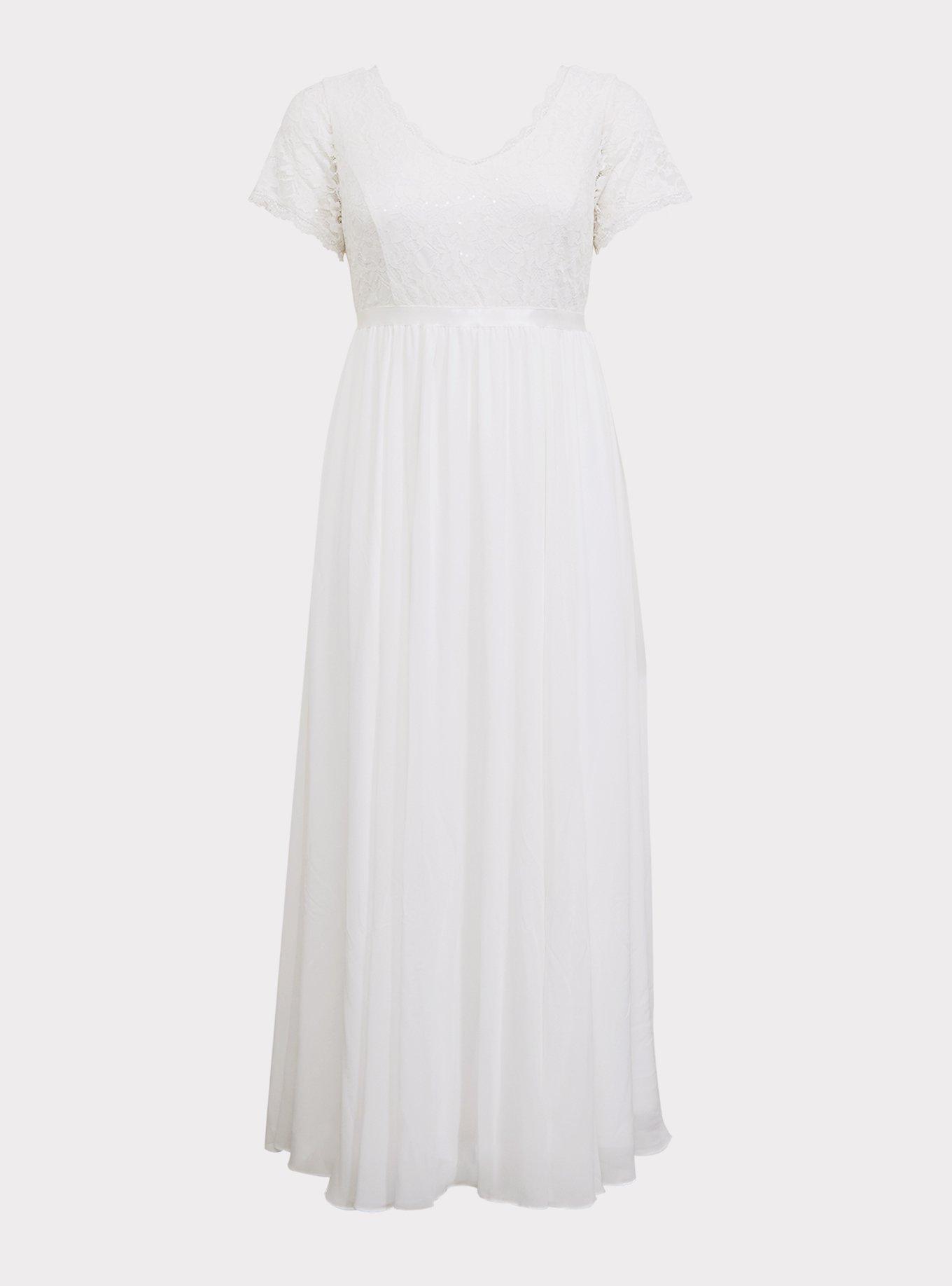 Special Occasion Ivory Sequin Lace & Chiffon Formal Gown, CLOUD DANCER, hi-res