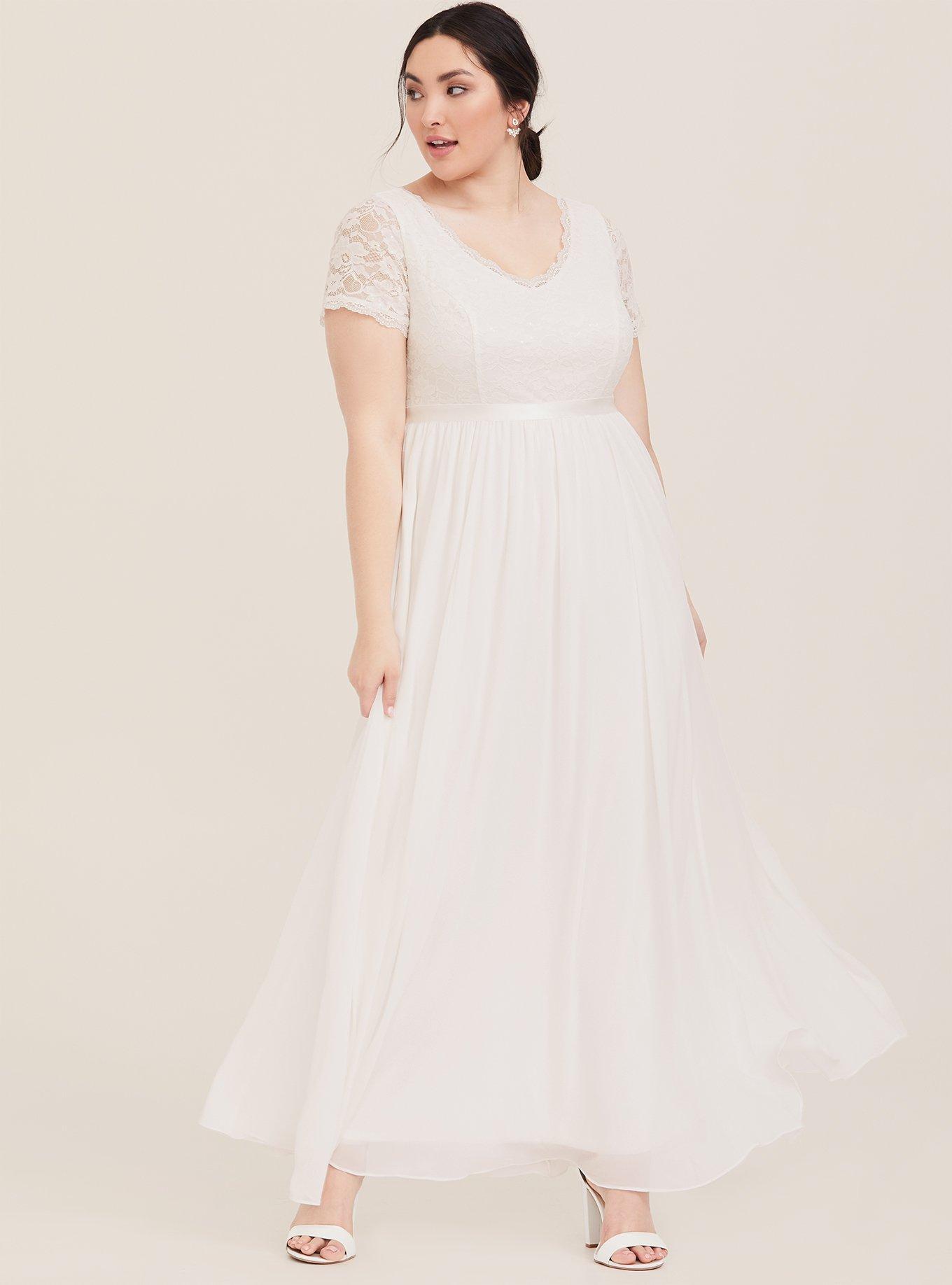Special Occasion Ivory Sequin Lace & Chiffon Formal Gown, , hi-res