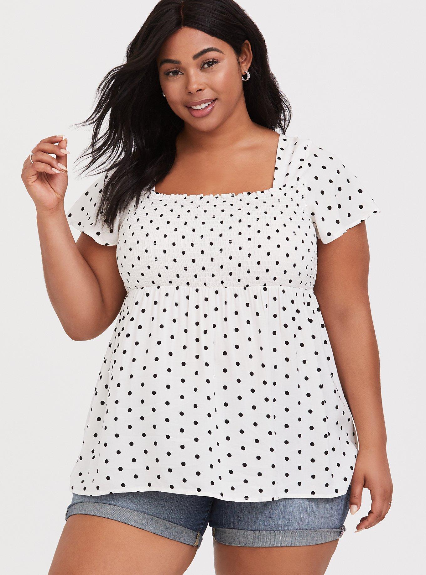 Plus Size - Challis Smocked 3/4 Sleeve Top - Torrid