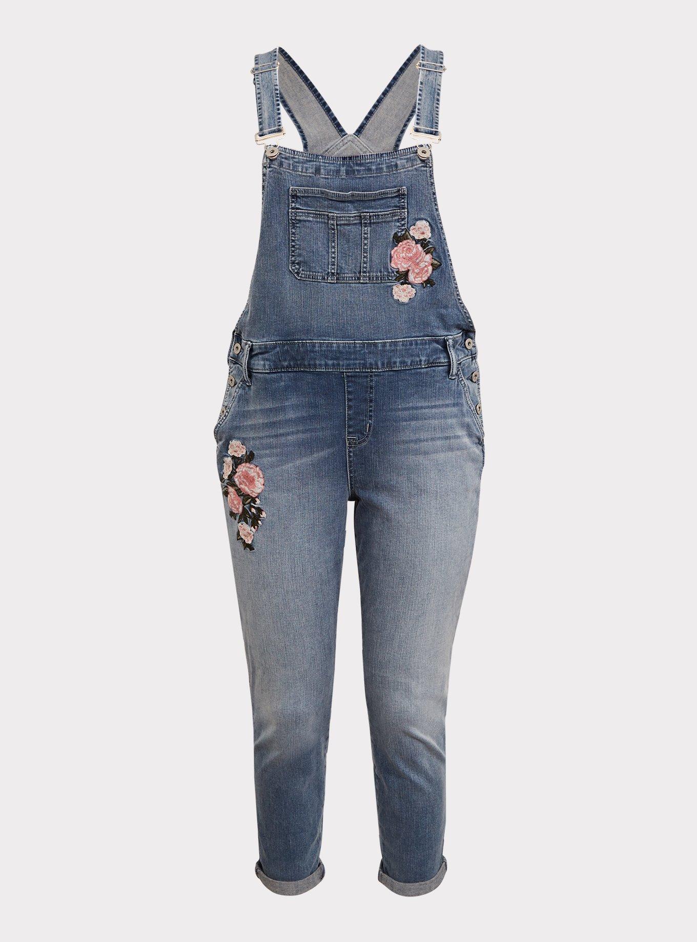 Crop Overall - Vintage Stretch Medium Wash, TRUE BLUE, hi-res