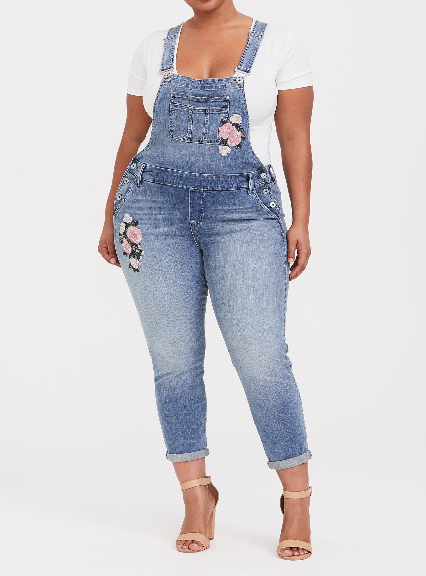 Crop Overall - Vintage Stretch Medium Wash, TRUE BLUE, hi-res