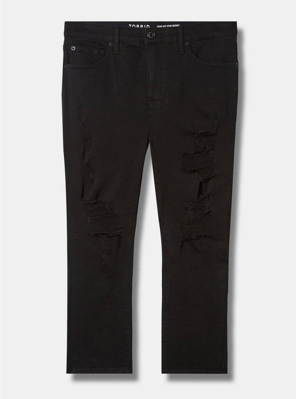 Plus Size Crop Sky High Skinny Premium Stretch High-Rise Jean, BLACK, alternate