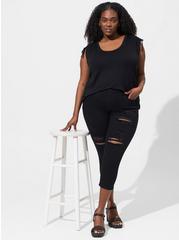 Plus Size Crop Sky High Skinny Premium Stretch High-Rise Jean, BLACK, hi-res