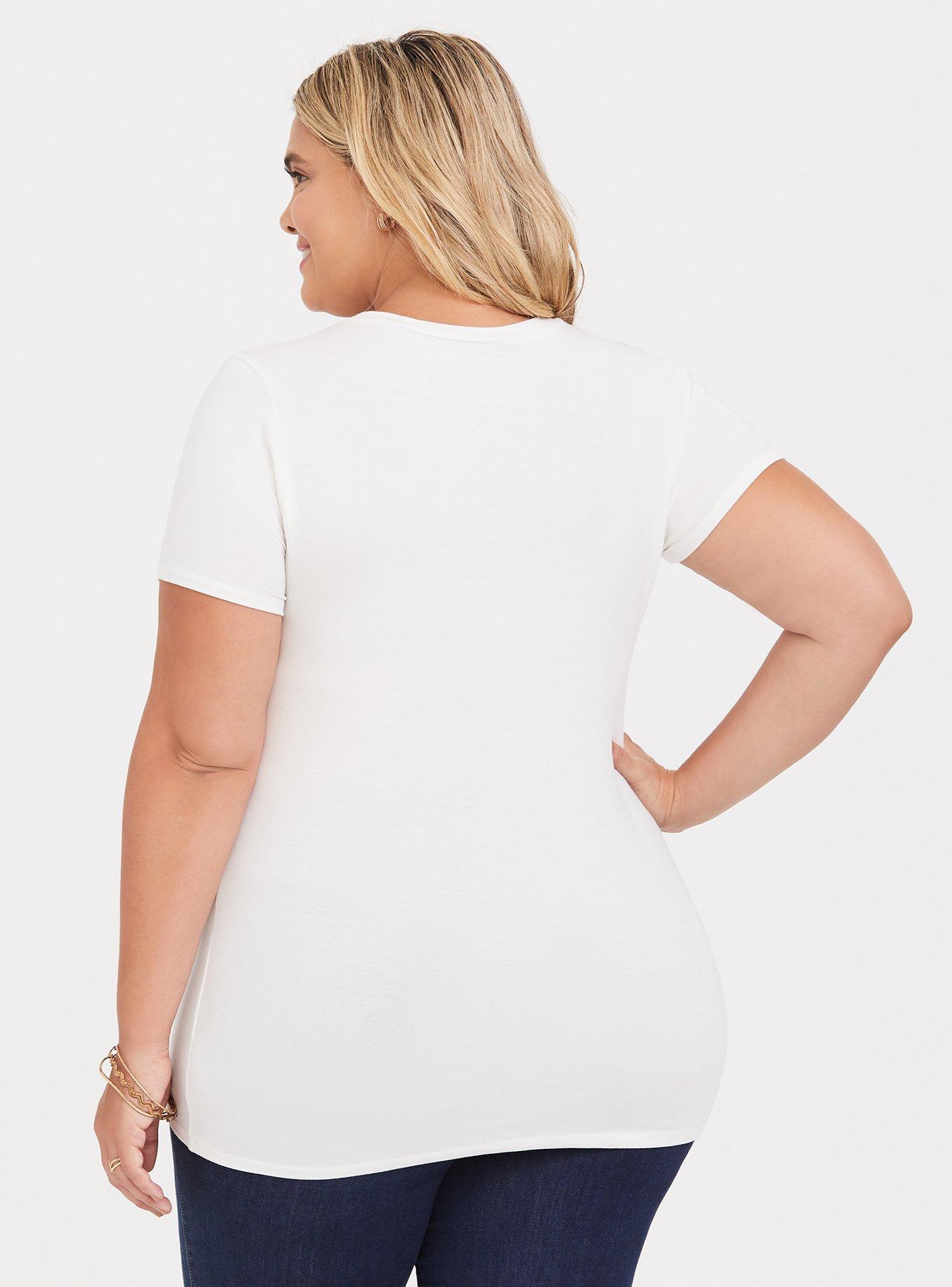 Plus Size Perfect Super Soft Crew Neck Short Sleeve Tee, WHITE, alternate
