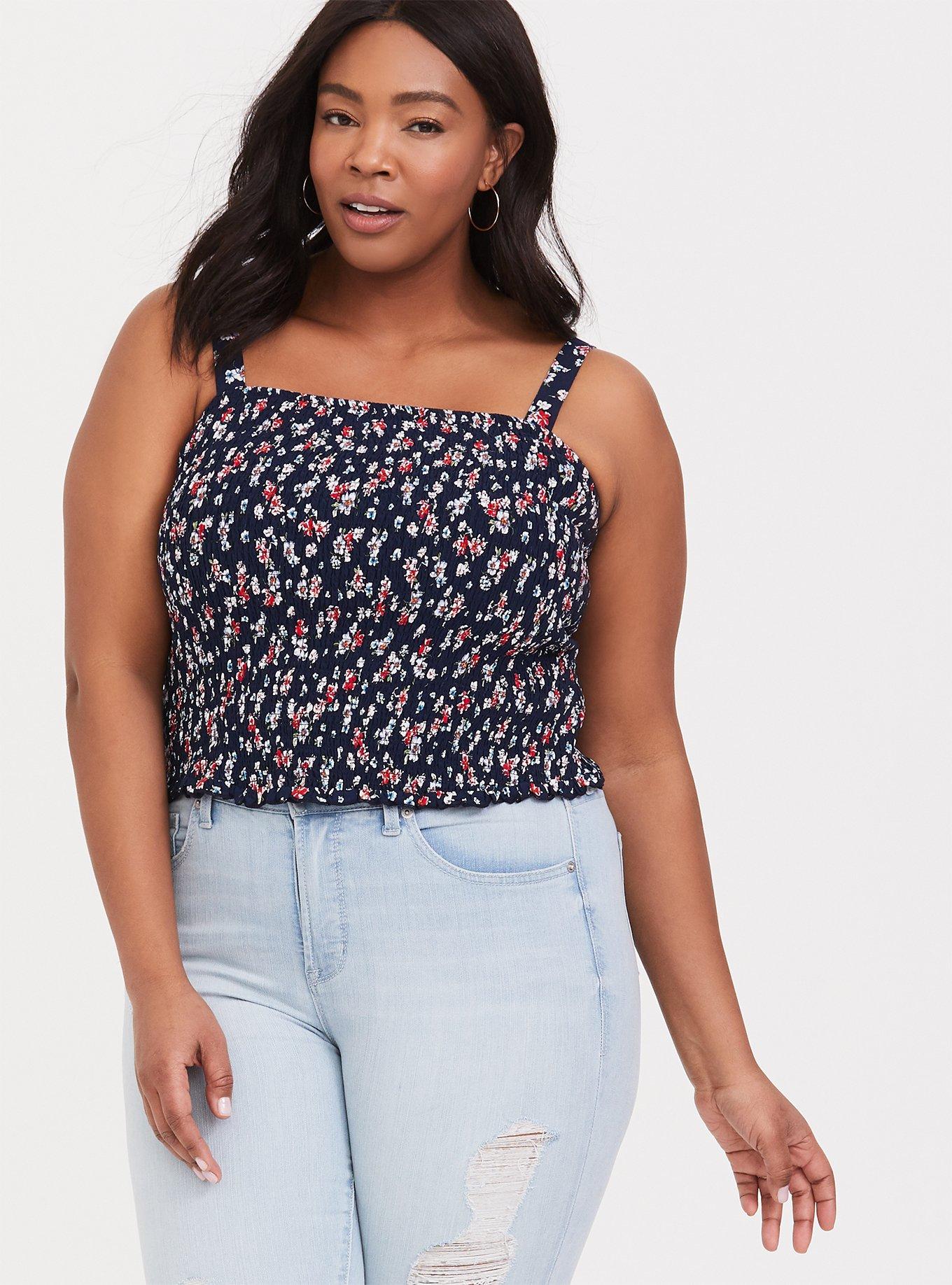 Plus Size - Challis Smocked Crop Cami - Torrid
