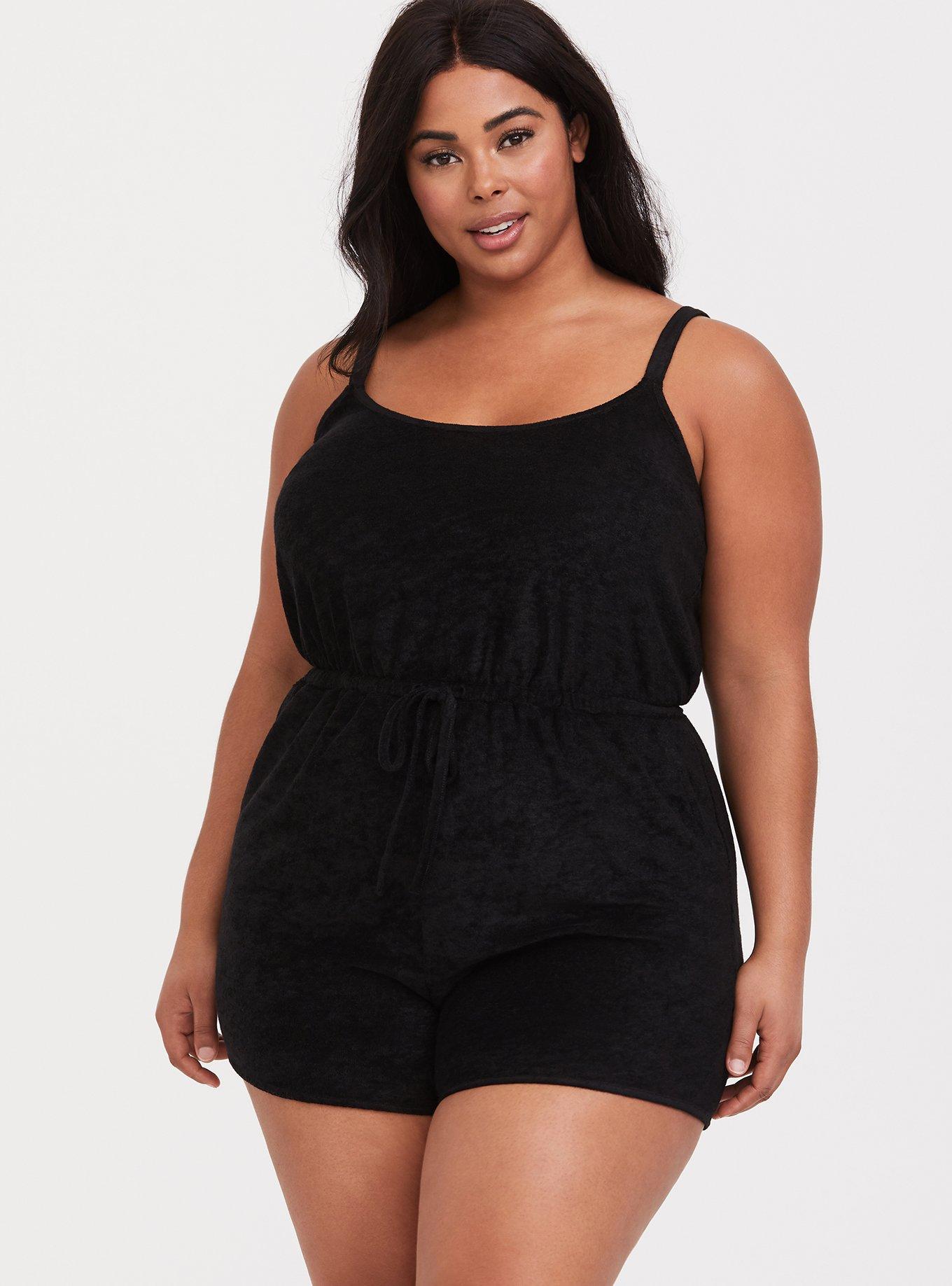 Beach Cover Plus Size Romper Cover Up Plus Size Black Terry Romper