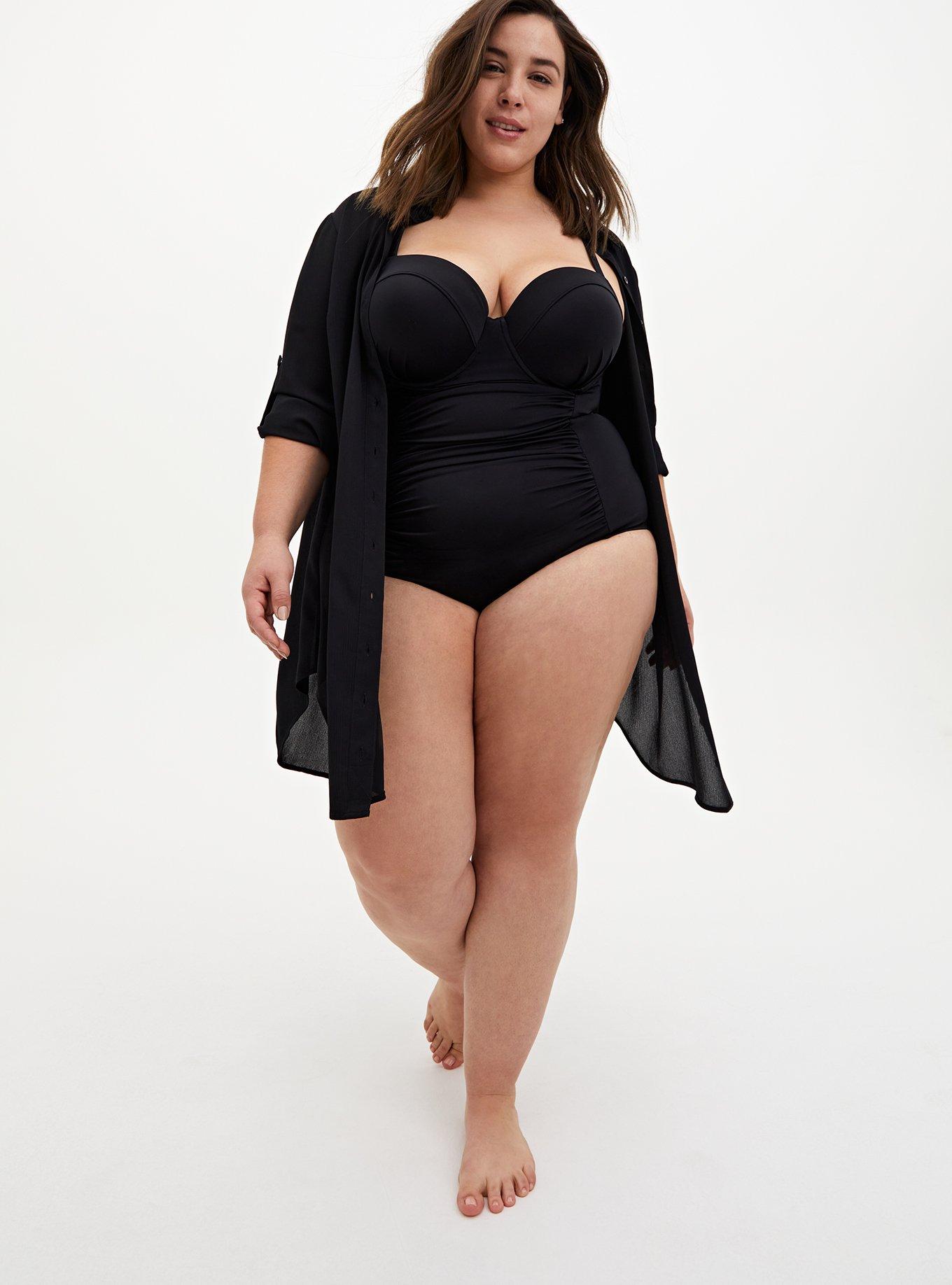 Plus Size - Mini Crepe Button-Down Coverup Shirt Dress - Torrid