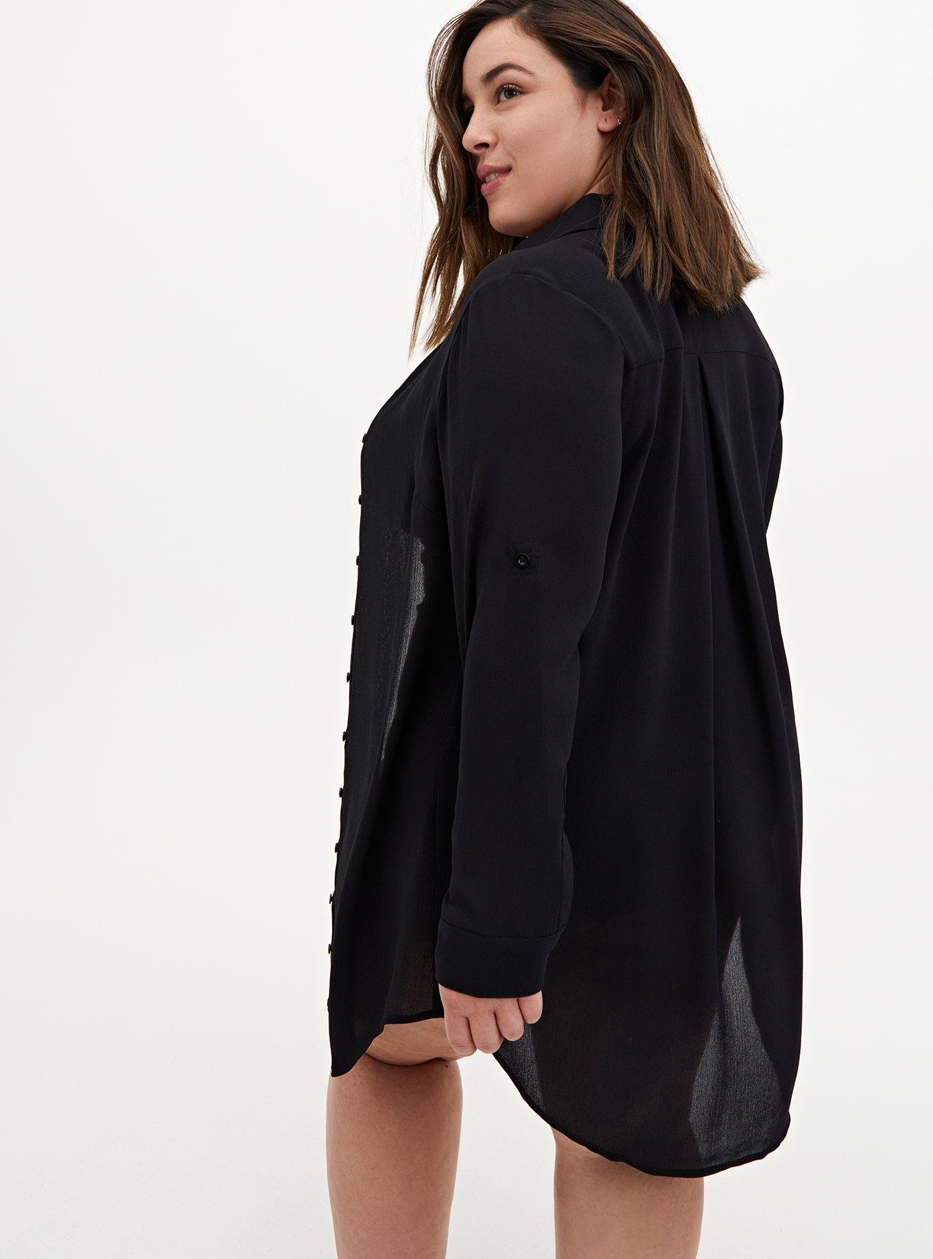 Plus Size - Mini Crepe Button-Down Coverup Shirt Dress - Torrid