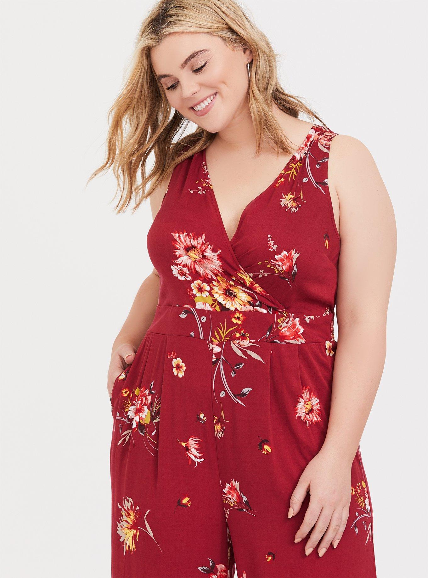 Red Floral Challis Jumpsuit, NONEC, alternate
