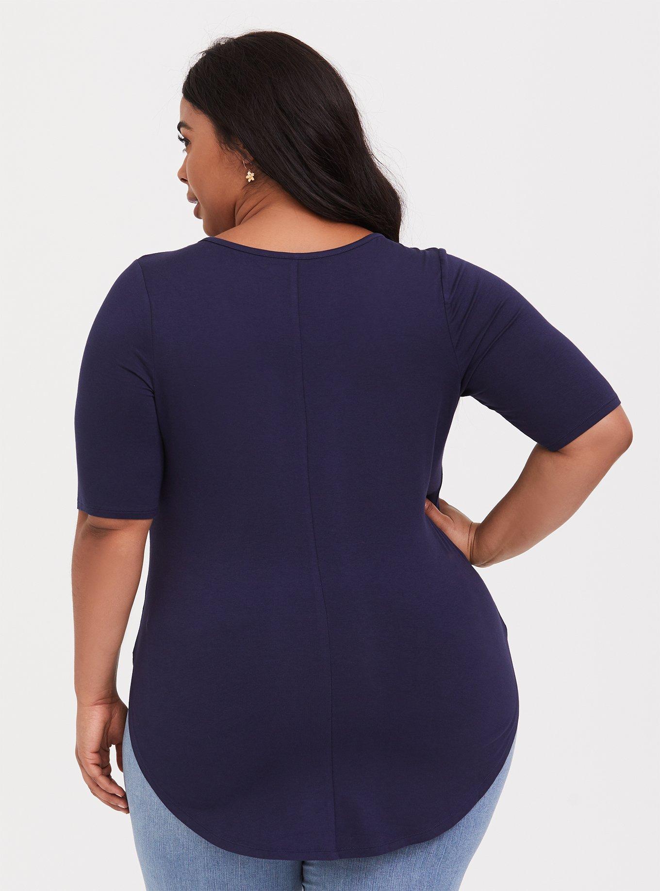 Plus Size Super Soft Navy Dinosaur Slim Fit Tunic Tee, NAVY PRINT, alternate