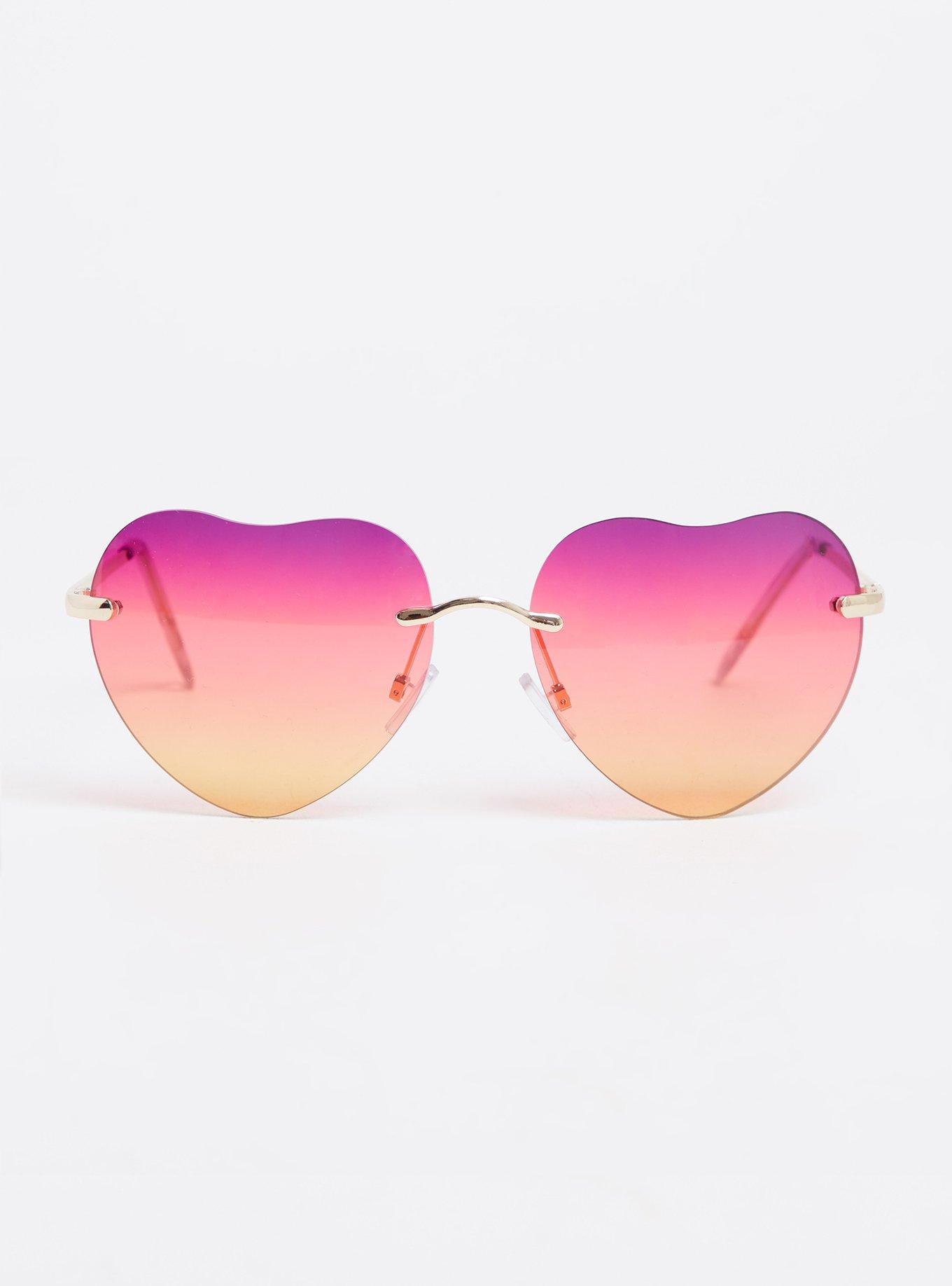 Plus Size Rose Gold Tone Rainbow Heart Sunglasses Torrid