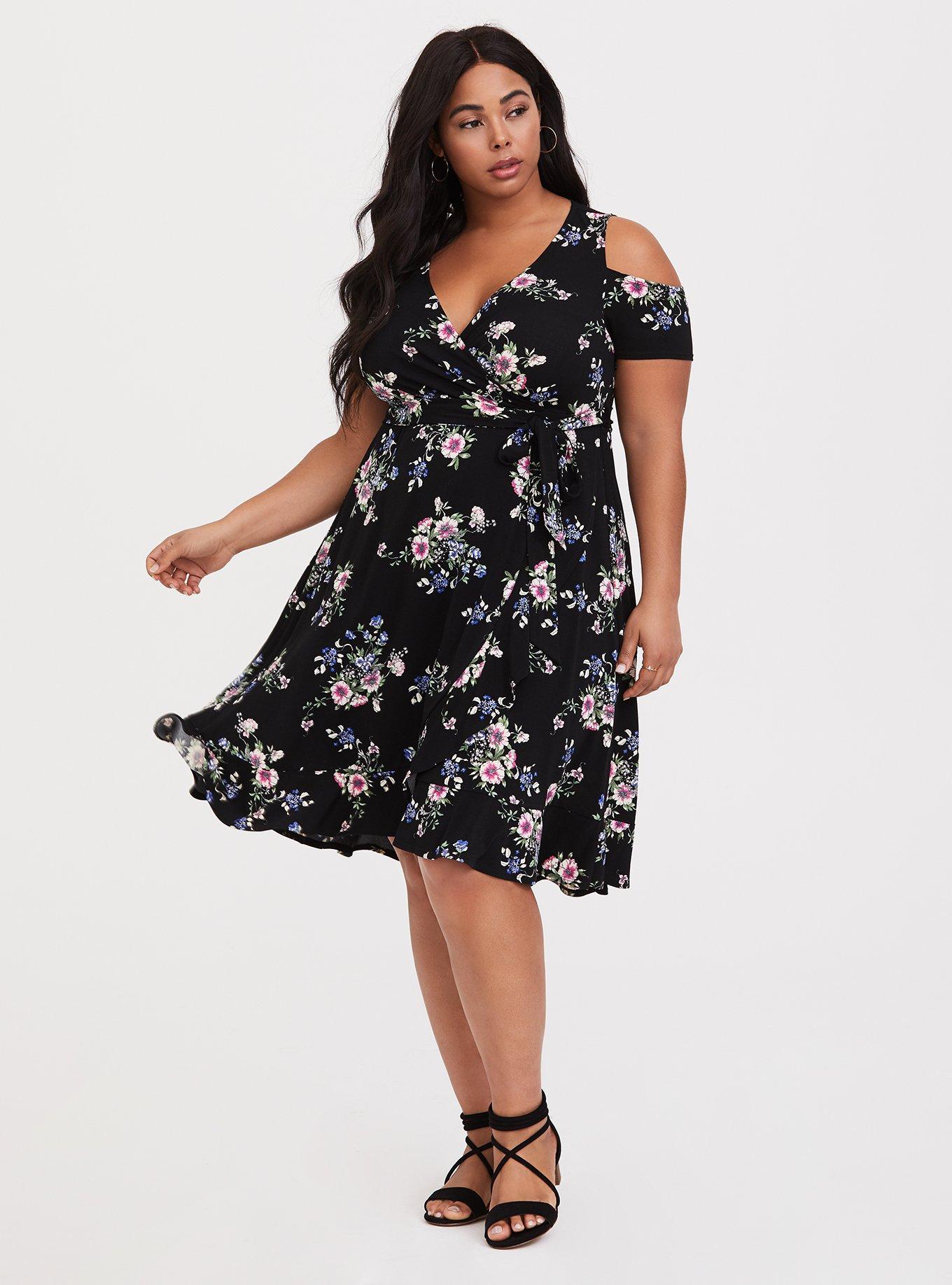 Torrid black store dress with flowers