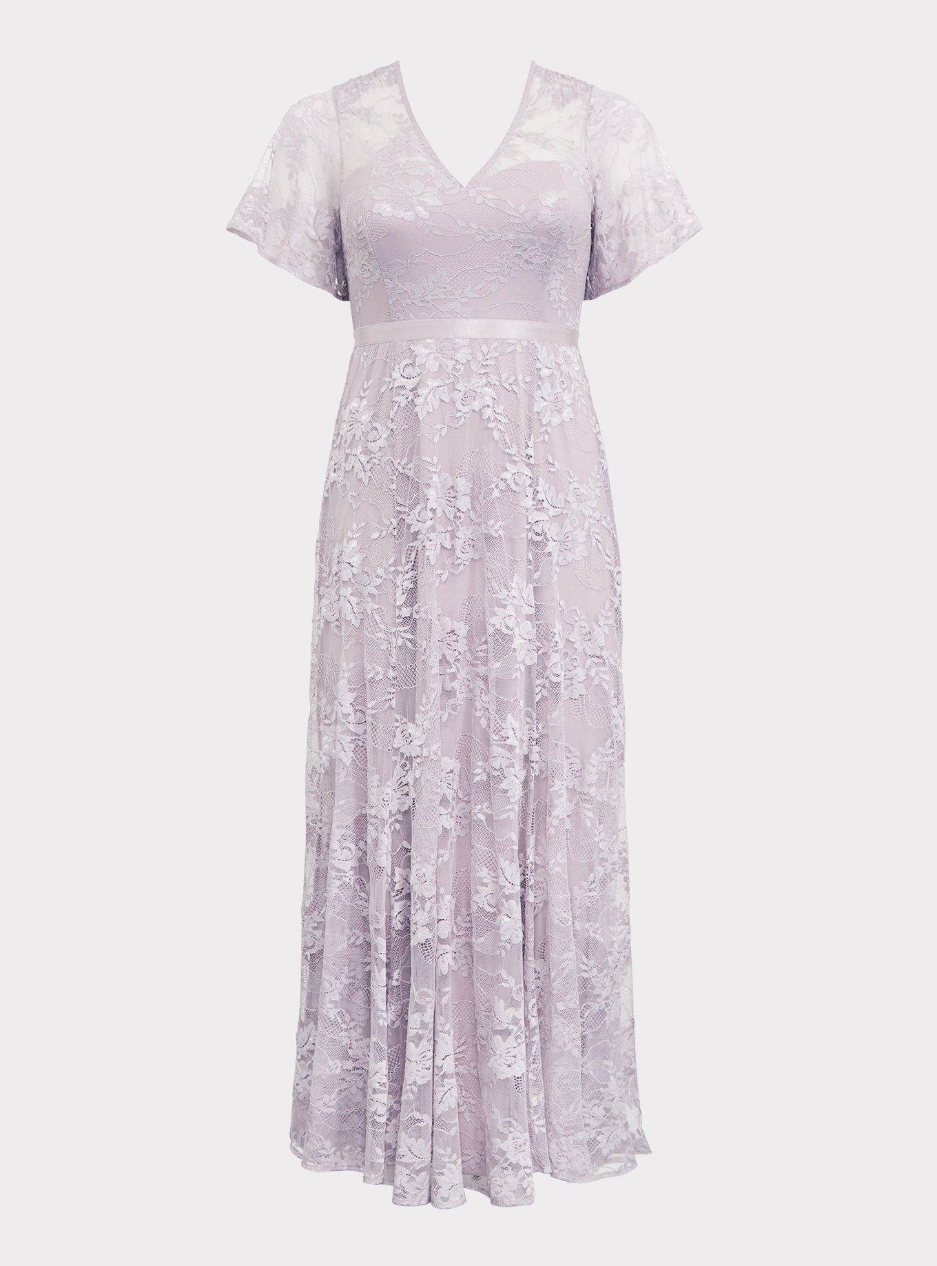 lavender lace dress plus size WEDTREND Women Plus Size Lavender Floral Long Bridesmaid Dress with Slit A-Line Corset Lace Up Back Chiffon Print Wedding Guest Dress, Lavender Flower