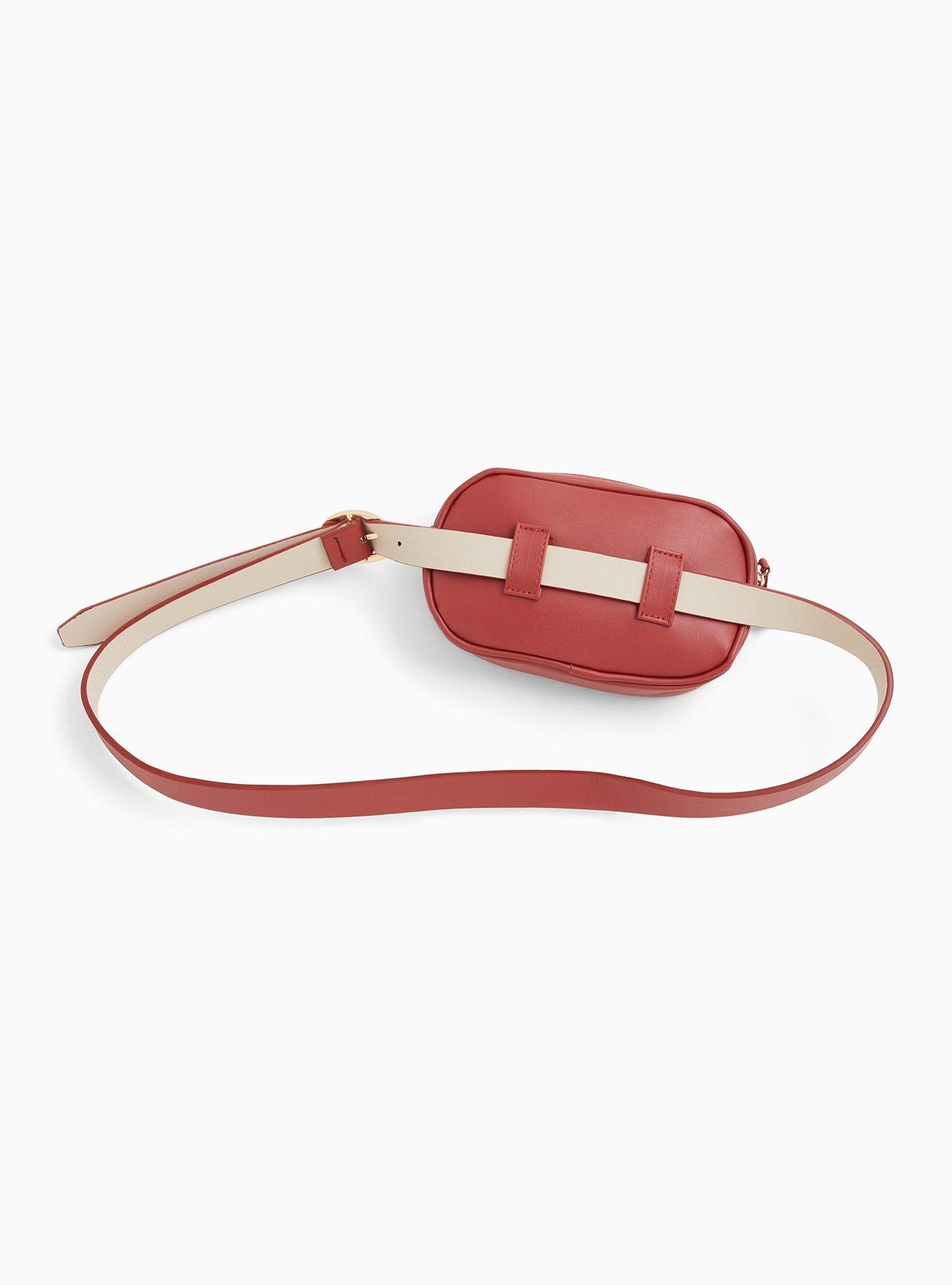 Red Quilted Oval Belt Bag, RED, alternate
