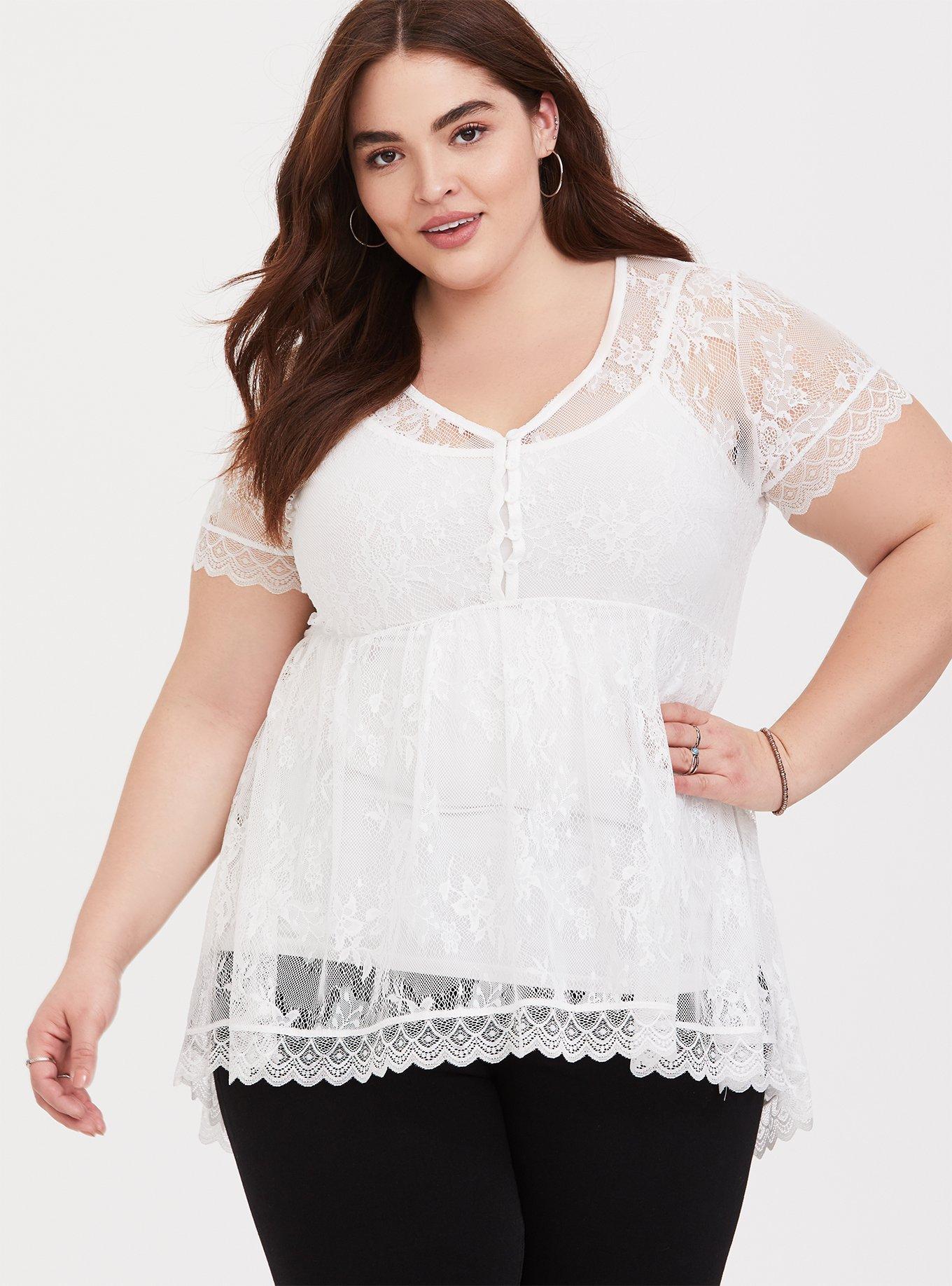 Plus Size - Mesh Strapless Twisted Babydoll Tunic Top - Torrid
