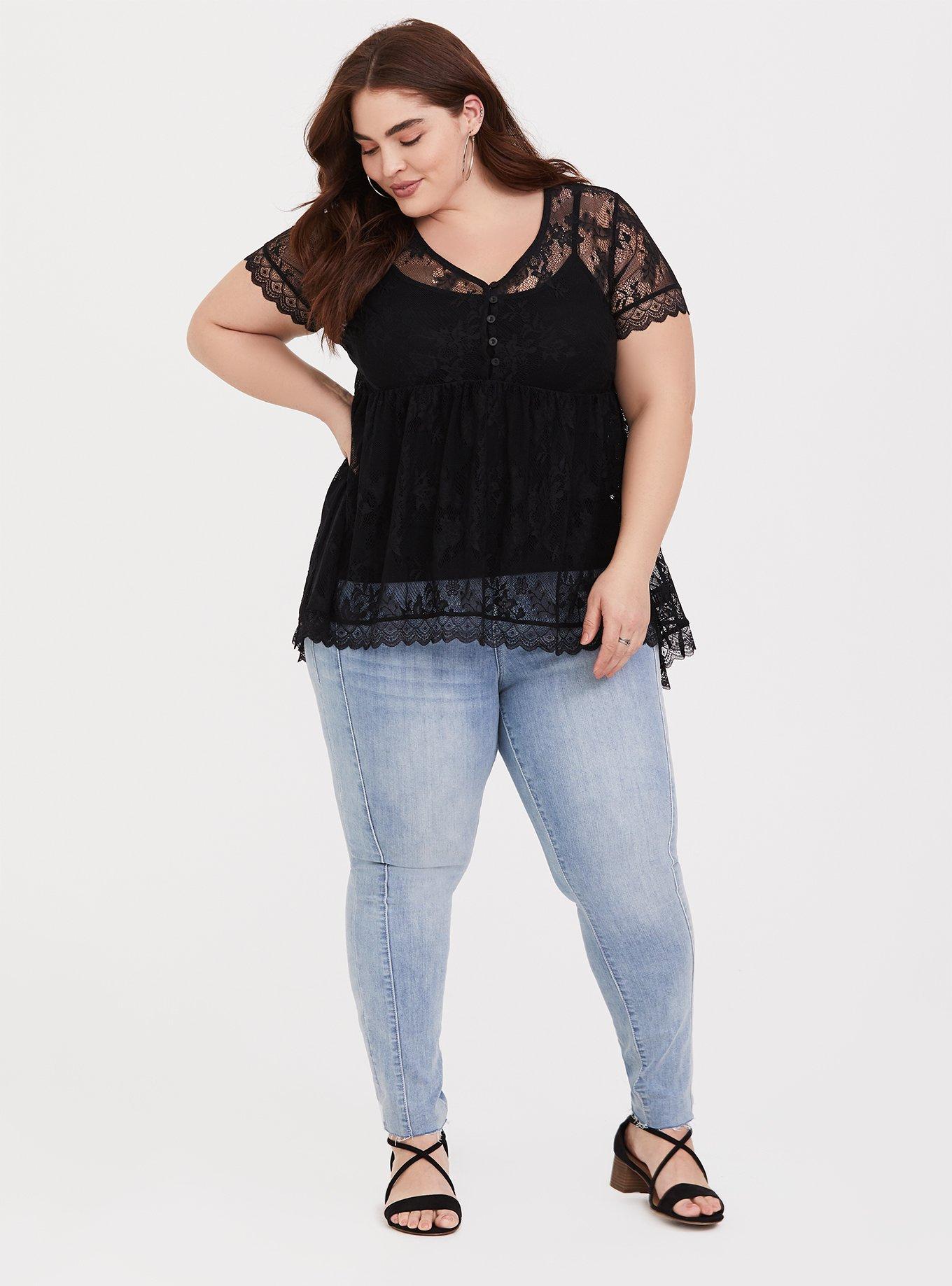 Plus Size - Striped Lace Back Tank Top - Torrid