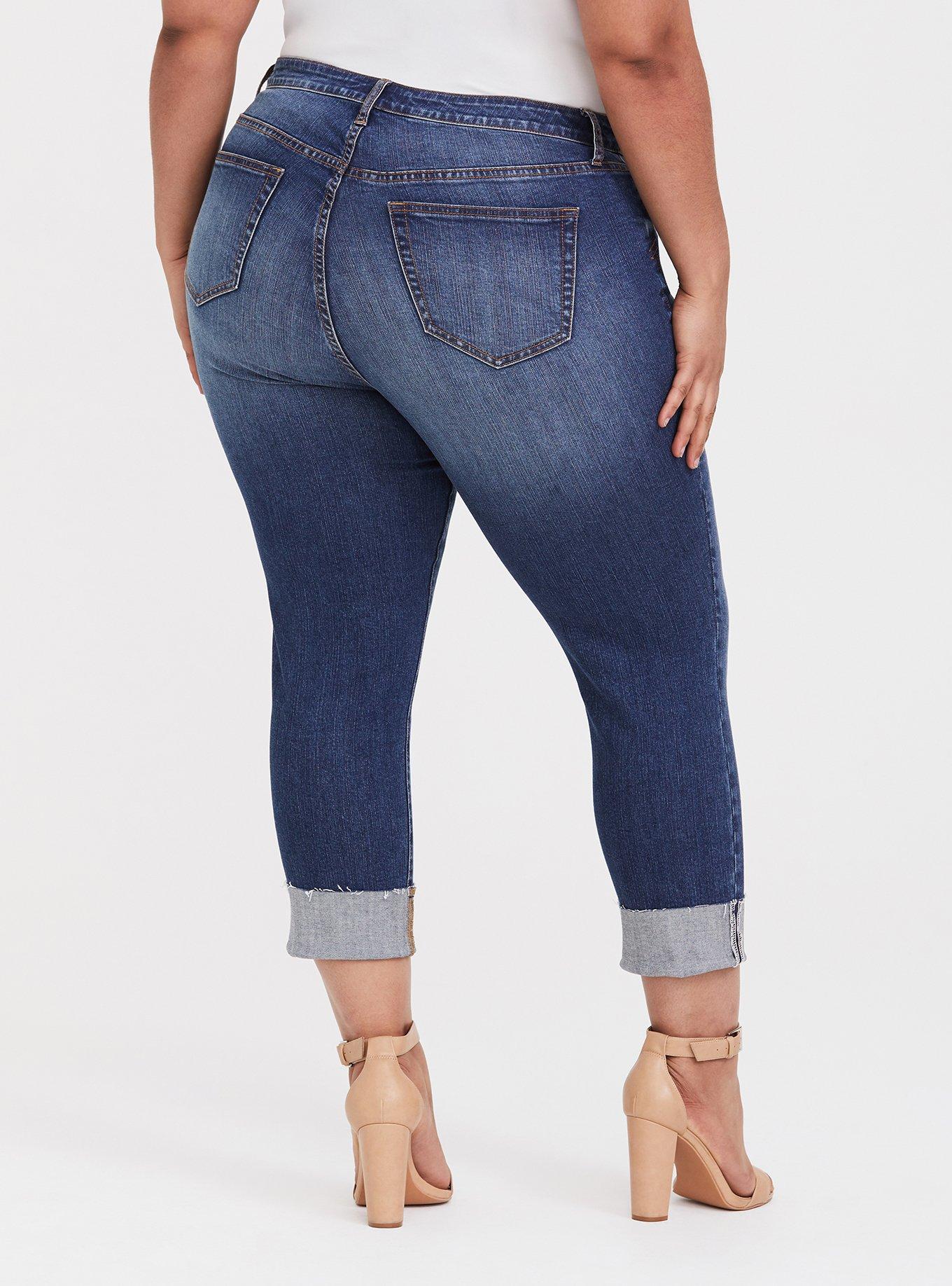 Plus Size Crop High Rise Straight Jean - Vintage Stretch Medium Wash, CLOVERDALE, alternate