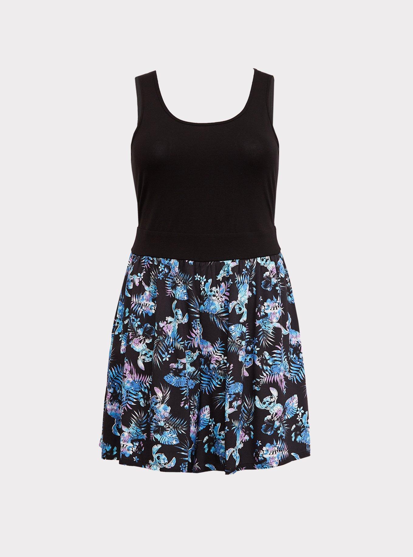 Disney Lilo & Stitch Tropical Print Romper, DEEP BLACK, hi-res
