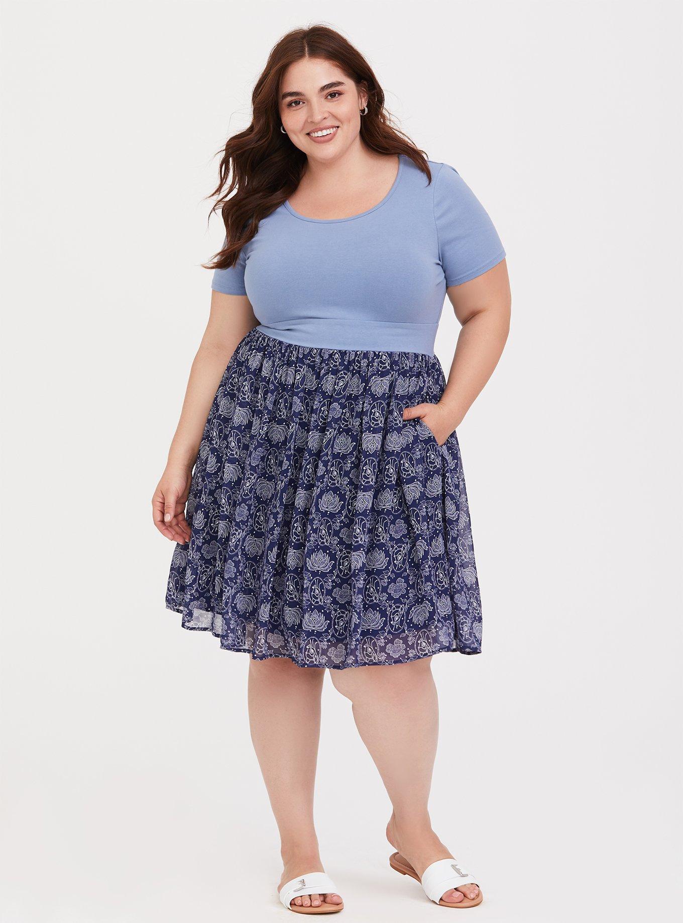 Disney Bambi Floral Knit to Woven Dress, BLUE FLORAL, alternate