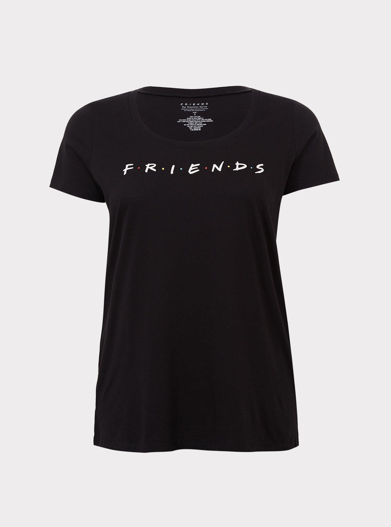 Friends Black Slim Fit Crew Tee, DEEP BLACK, hi-res