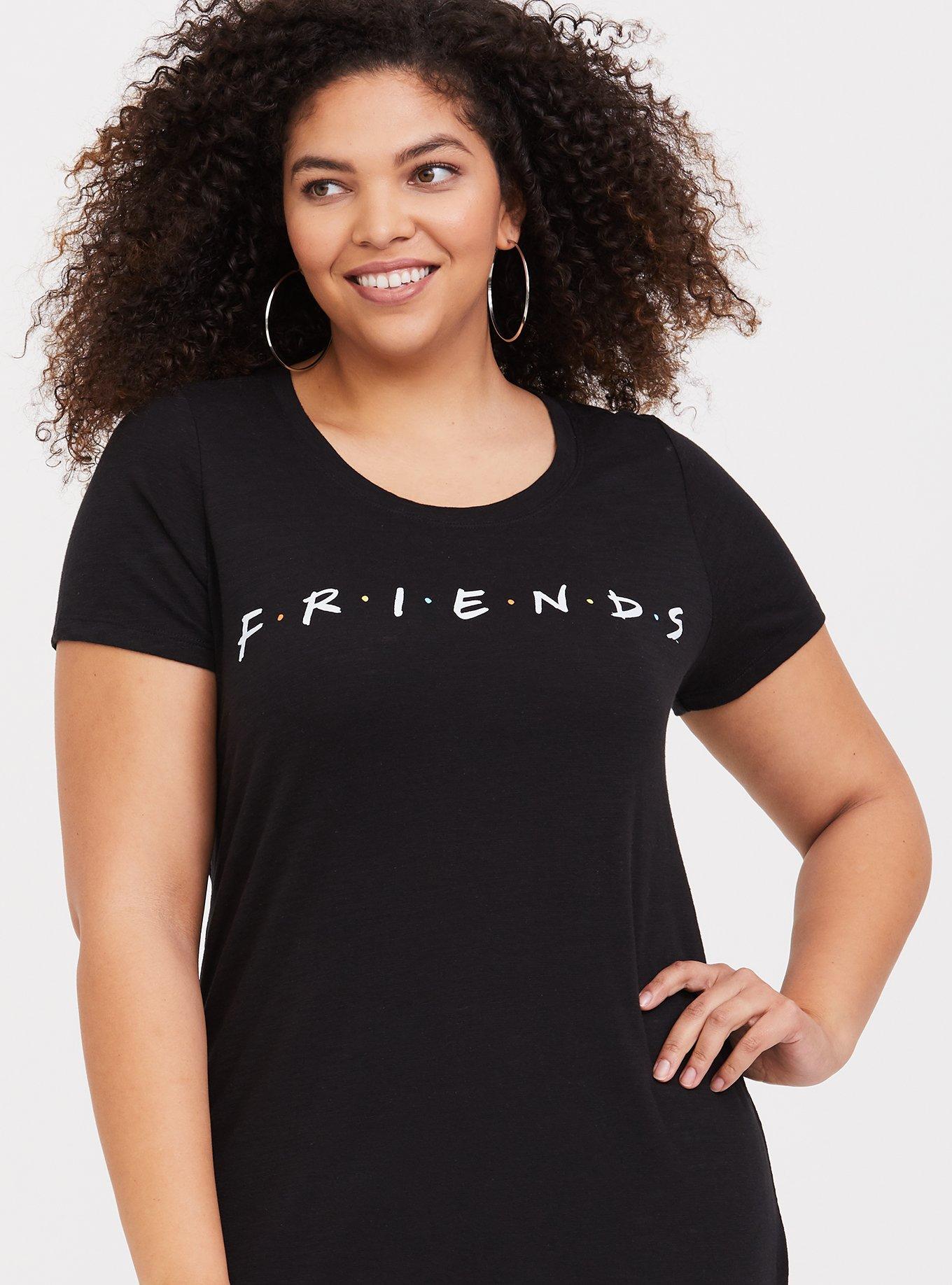 Friends Black Slim Fit Crew Tee, DEEP BLACK, hi-res